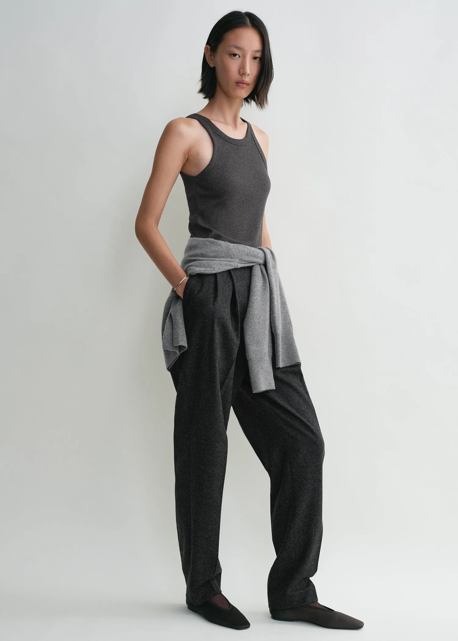 Curved rib tank charcoal melange sold by Toteme