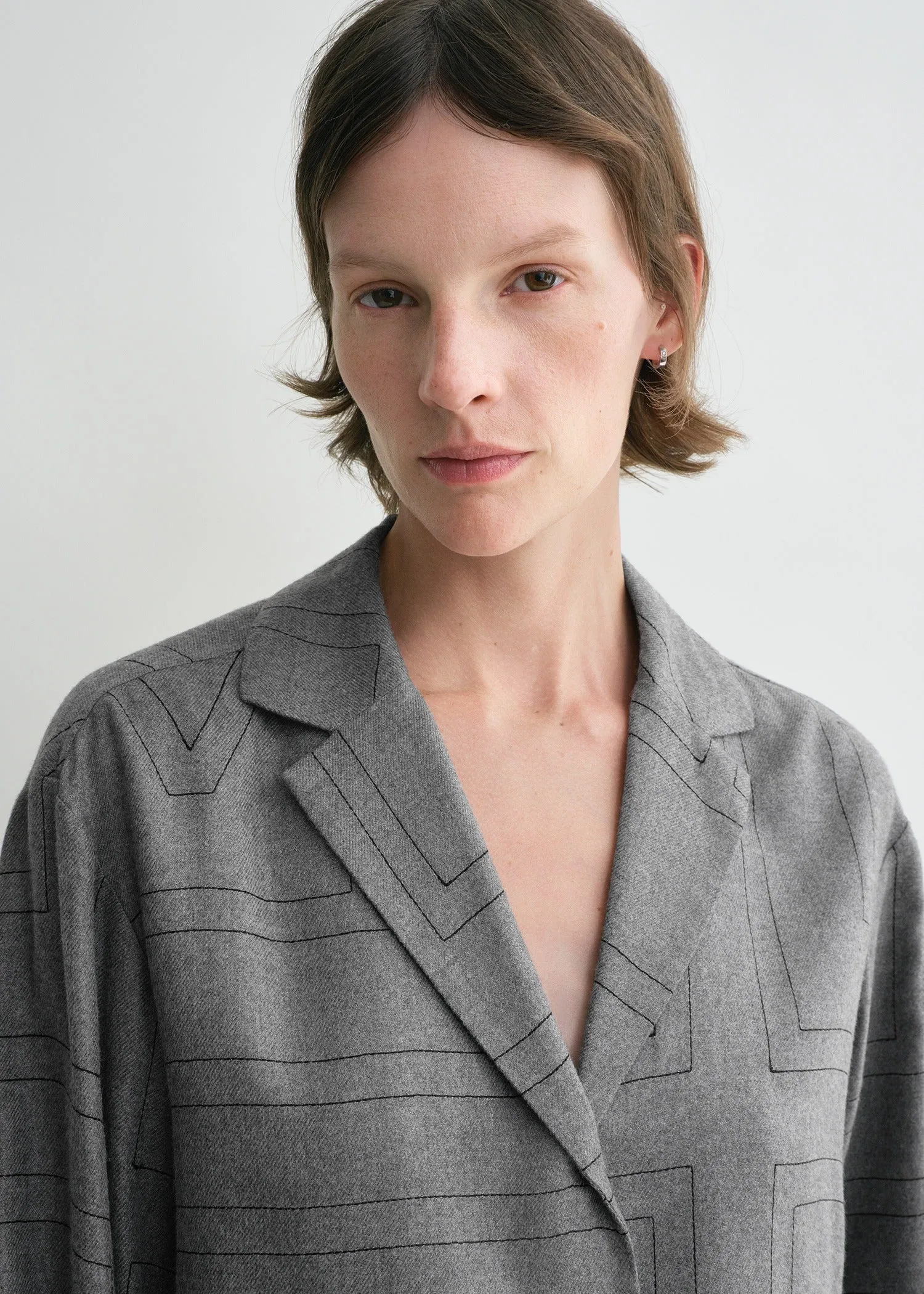 Monogram flannel pj top smoke melange sold by Toteme product image thumbnail 4