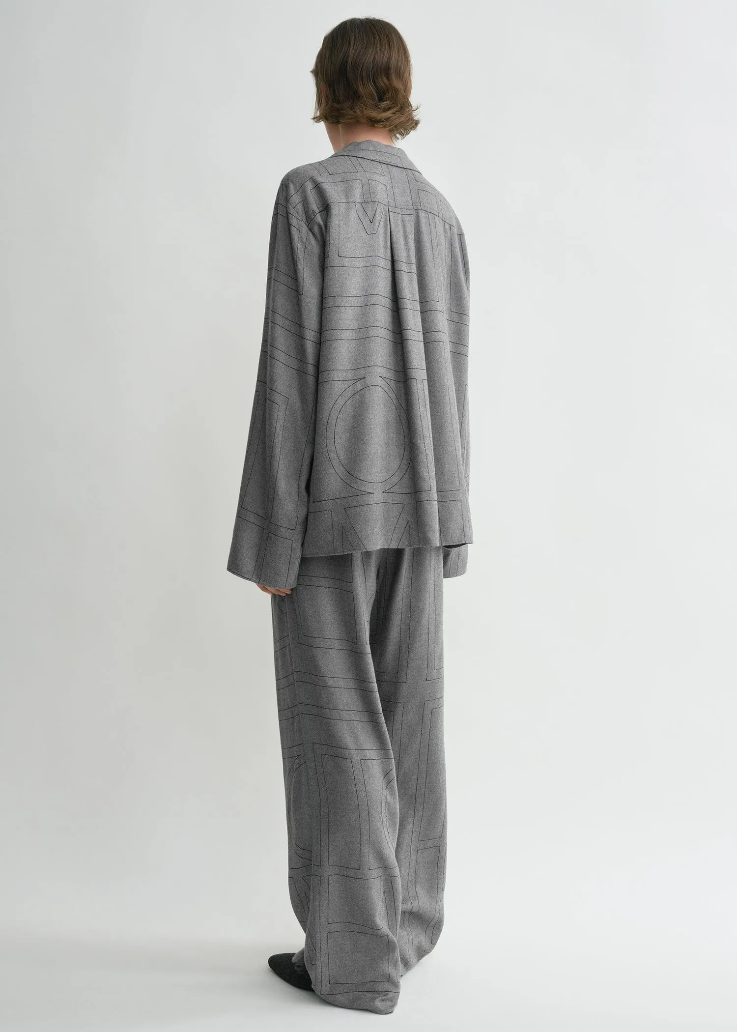 Monogram flannel pj top smoke melange sold by Toteme product image thumbnail 3