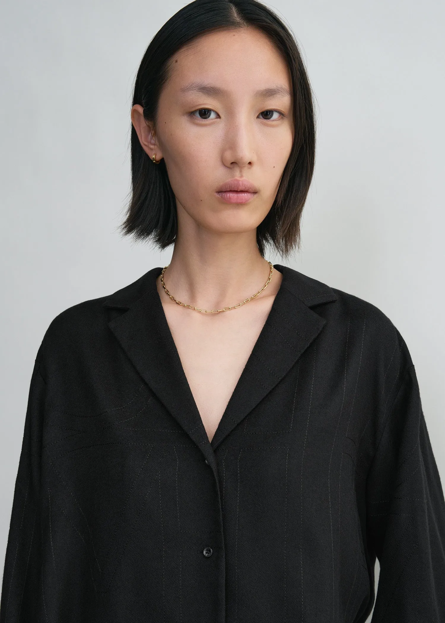 Monogram flannel pj top black sold by Toteme product image thumbnail 4