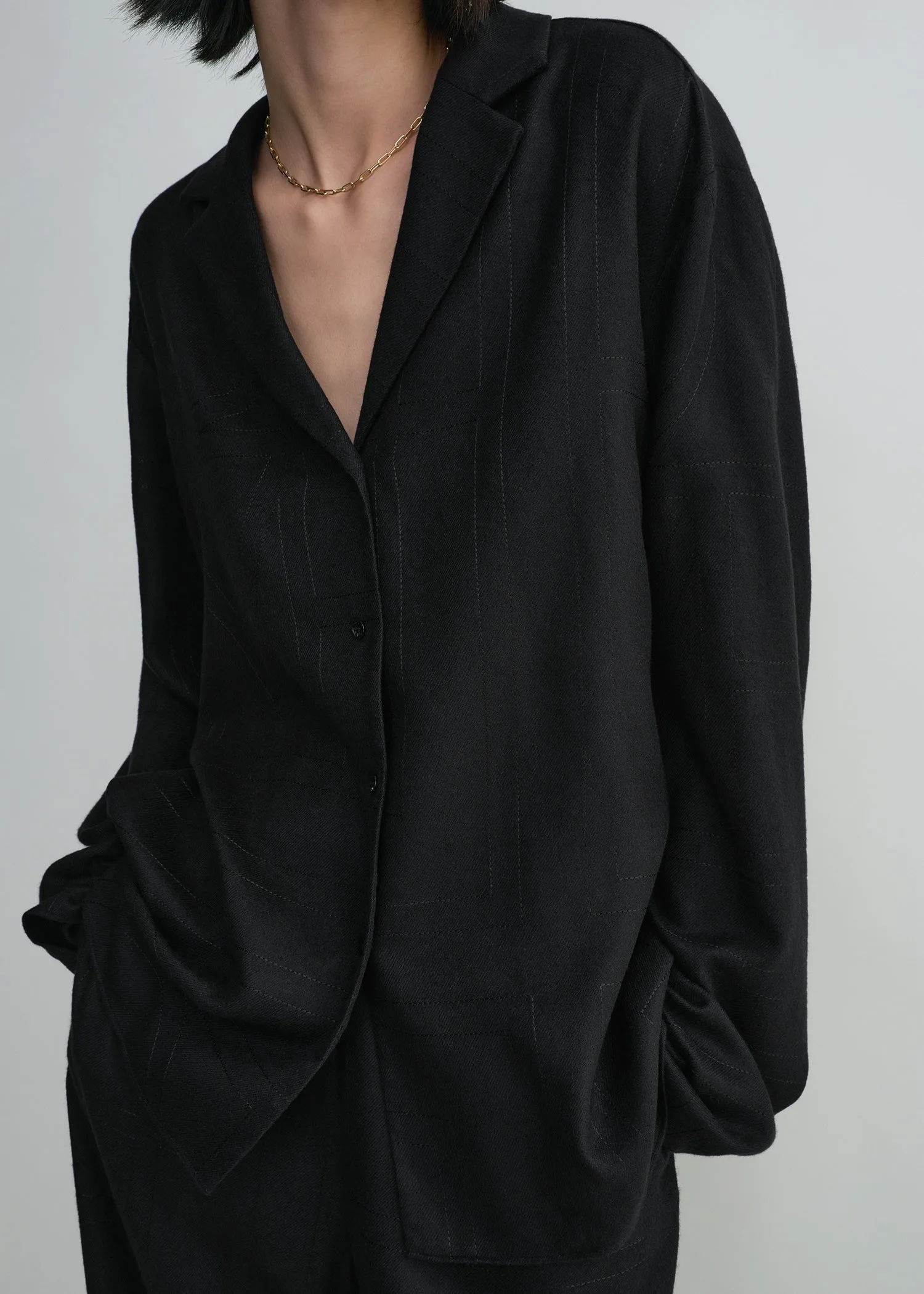 Monogram flannel pj top black sold by Toteme product image thumbnail 5