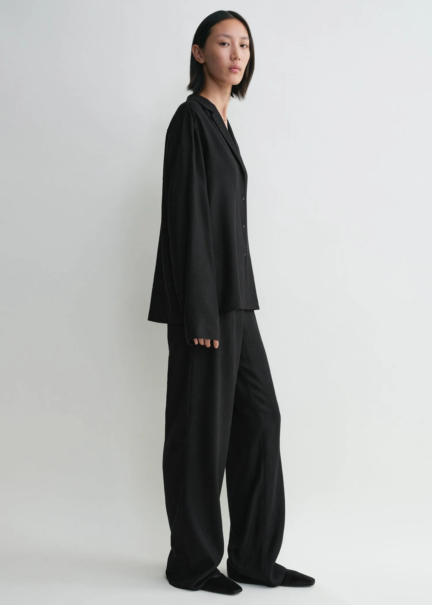 Monogram flannel pj top black sold by Toteme product image thumbnail 2