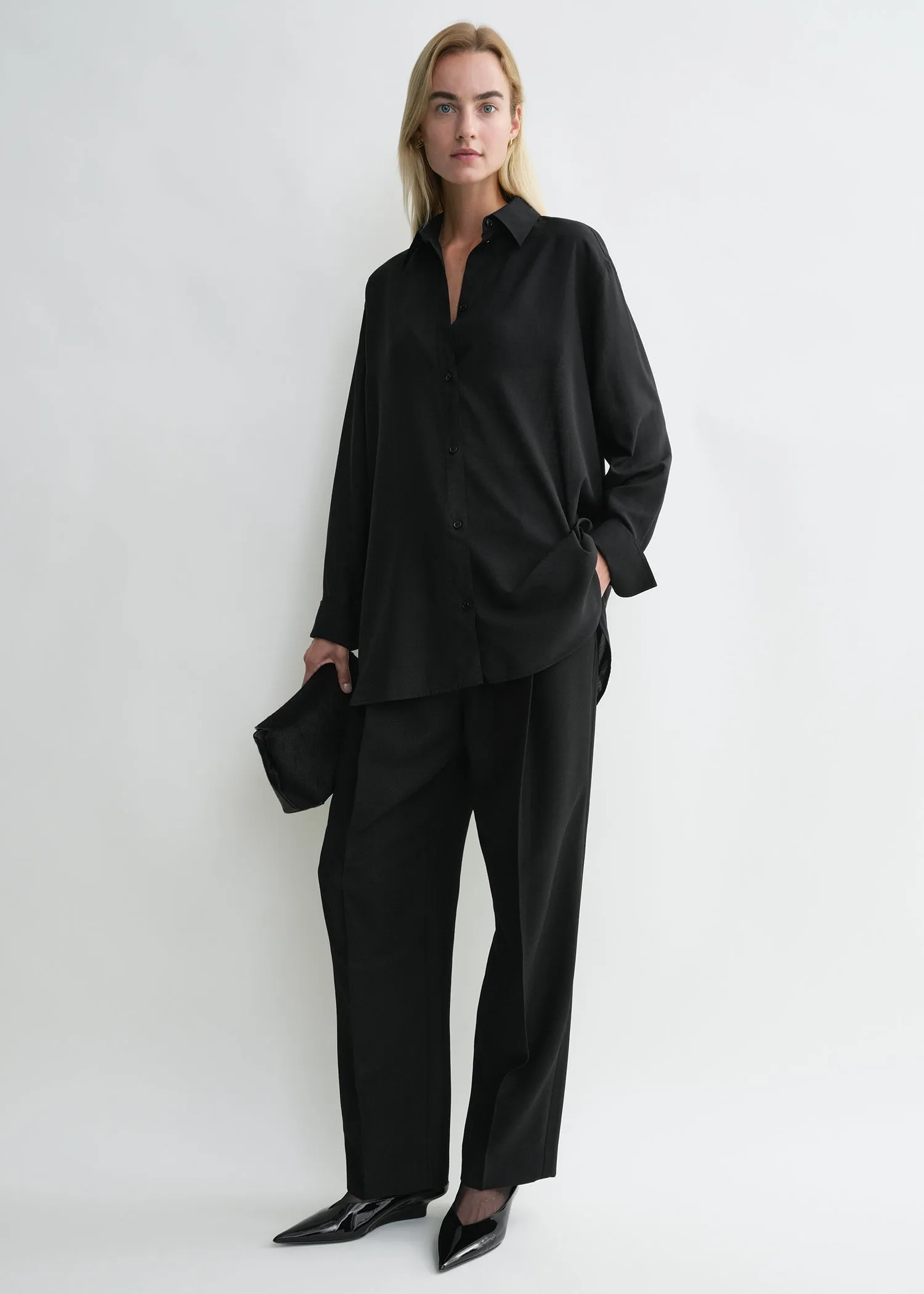 Relaxed voile shirt black sold by Toteme