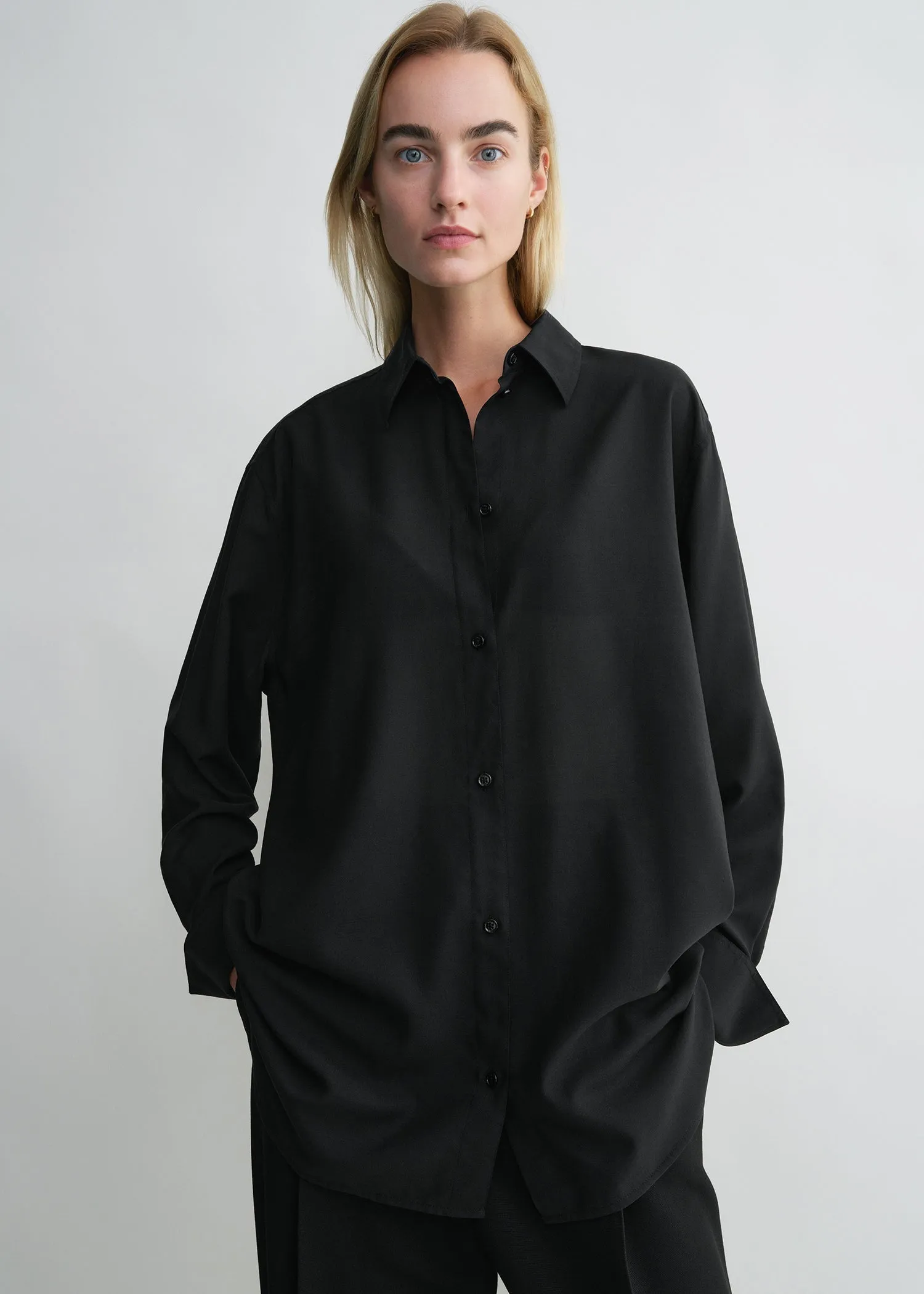 Relaxed voile shirt black sold by Toteme product image thumbnail 4