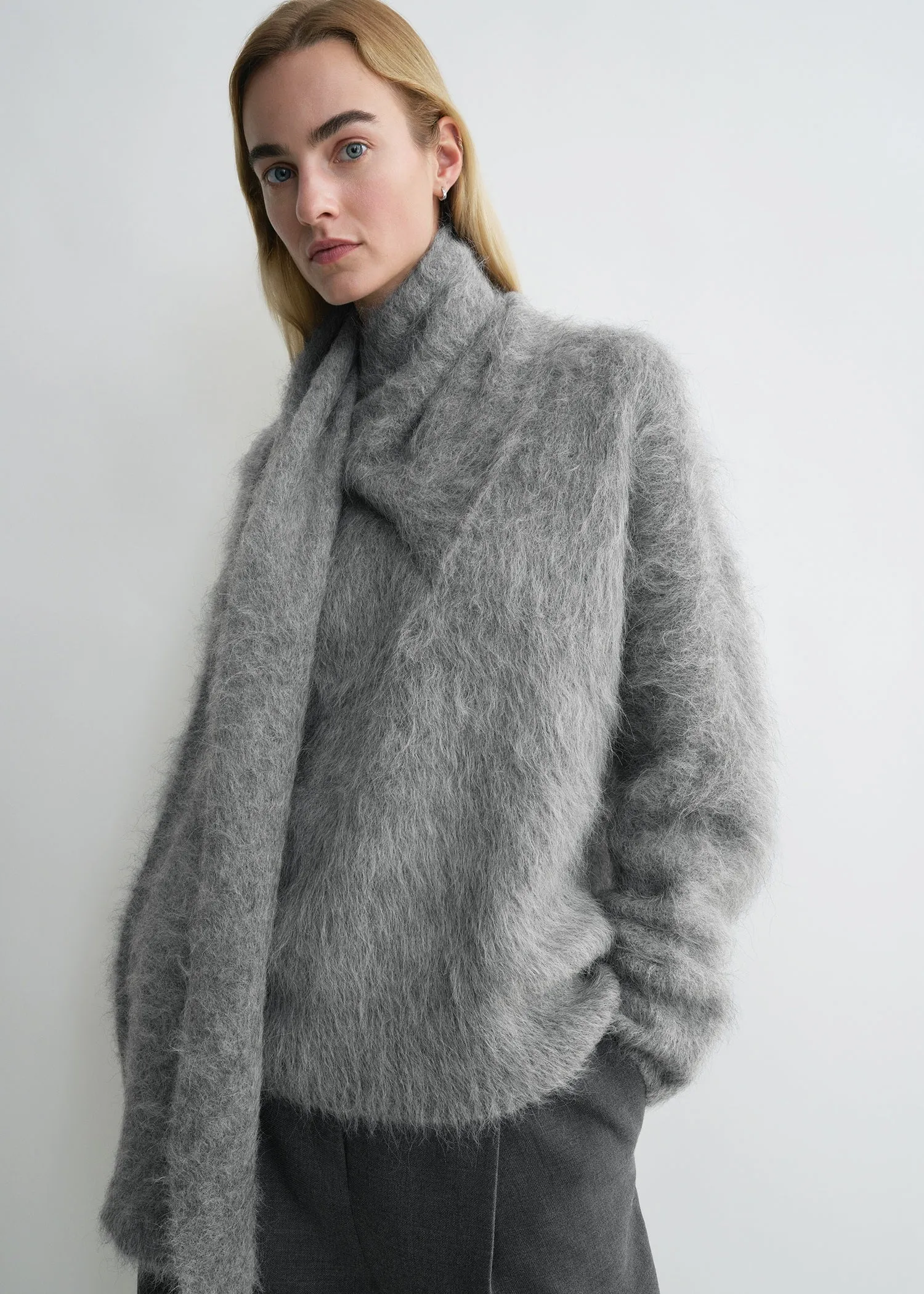 Draped-scarf knit grey melange sold by Toteme product image thumbnail 4