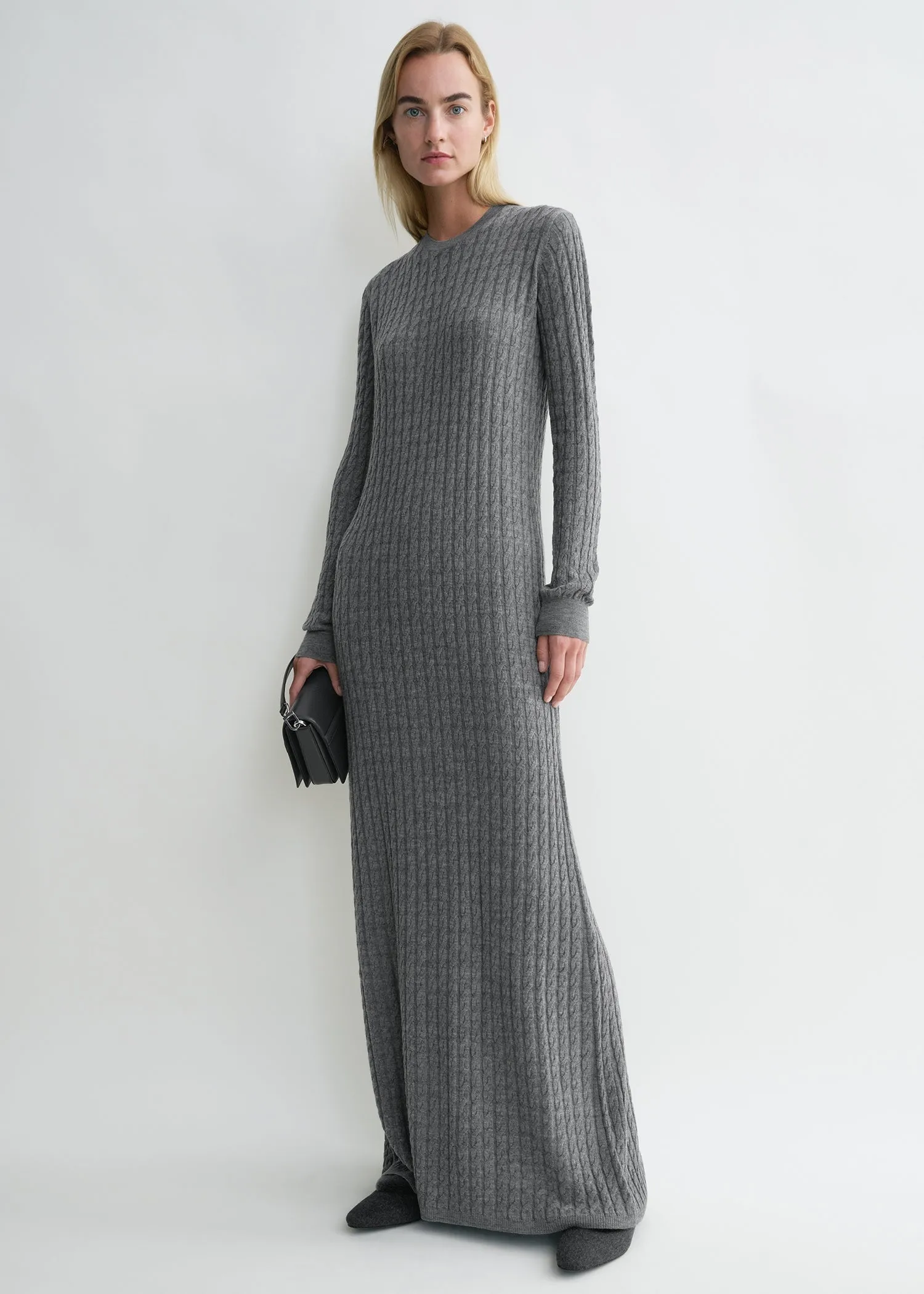 Cable knit dress grey melange sold by Toteme