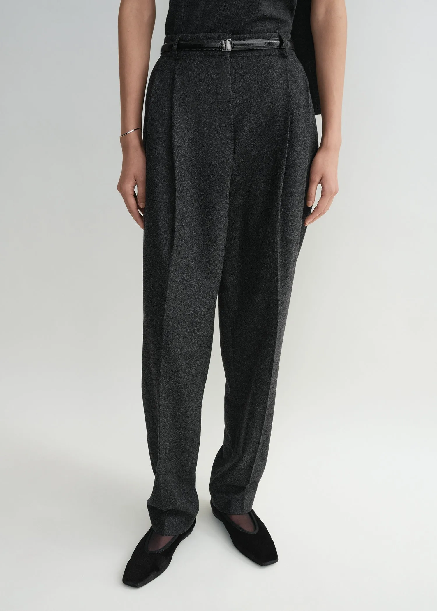 Double-pleated tailored trousers charcoal melange sold by Toteme product image thumbnail 5