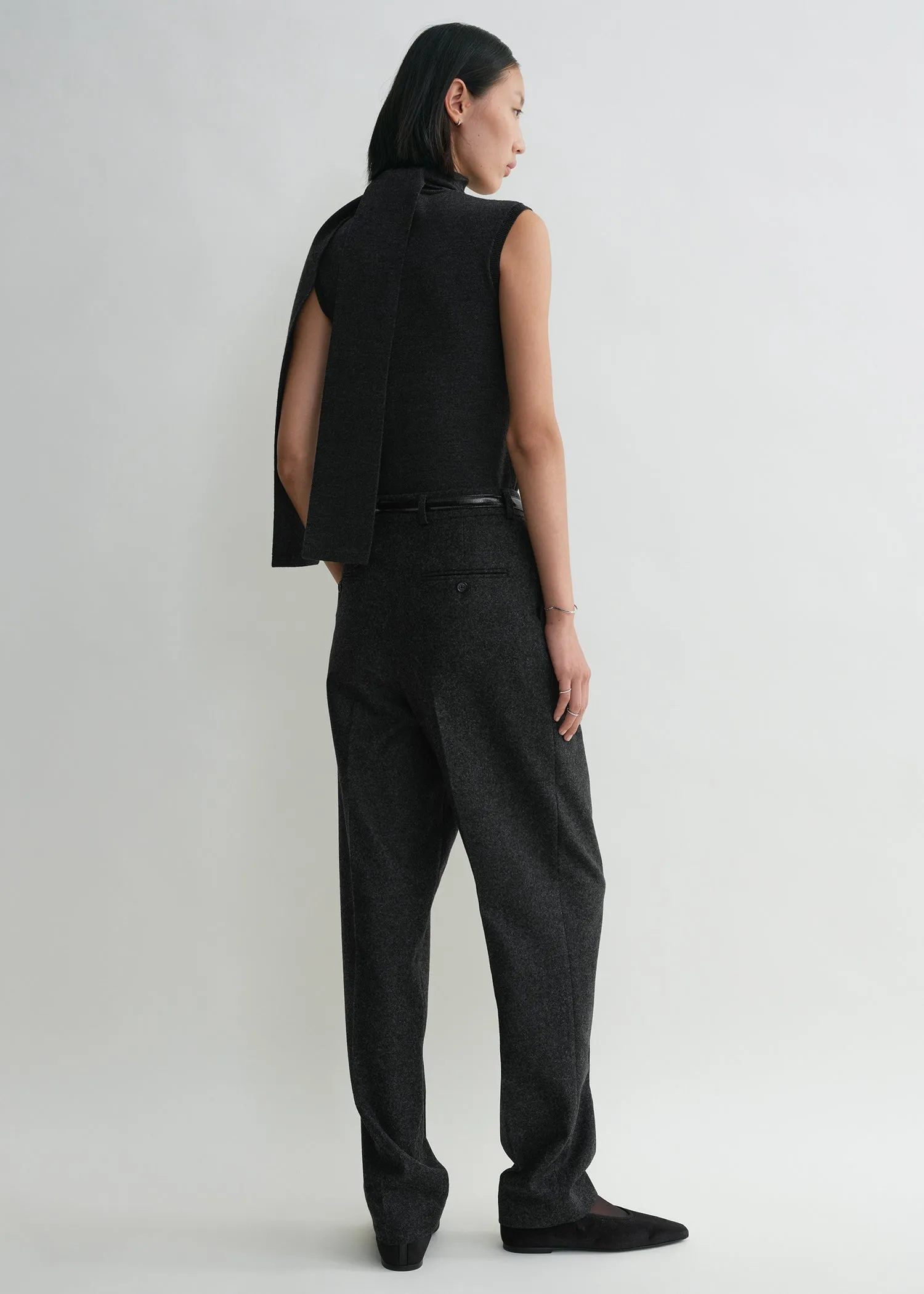 Double-pleated tailored trousers charcoal melange sold by Toteme product image thumbnail 3