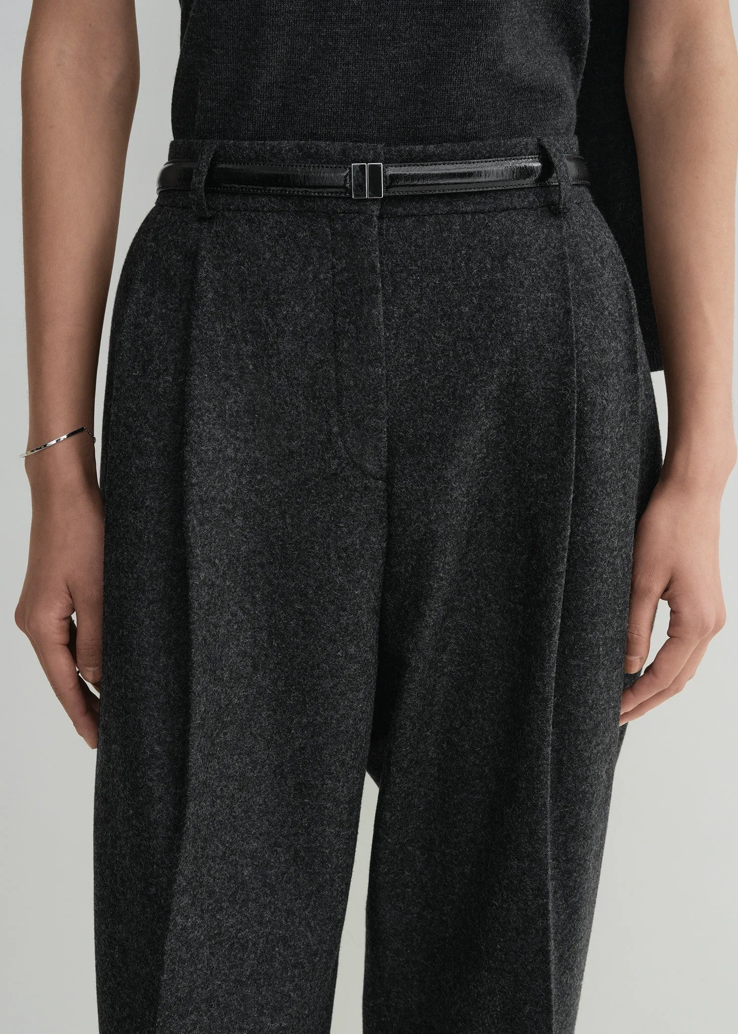 Double-pleated tailored trousers charcoal melange sold by Toteme product image thumbnail 4