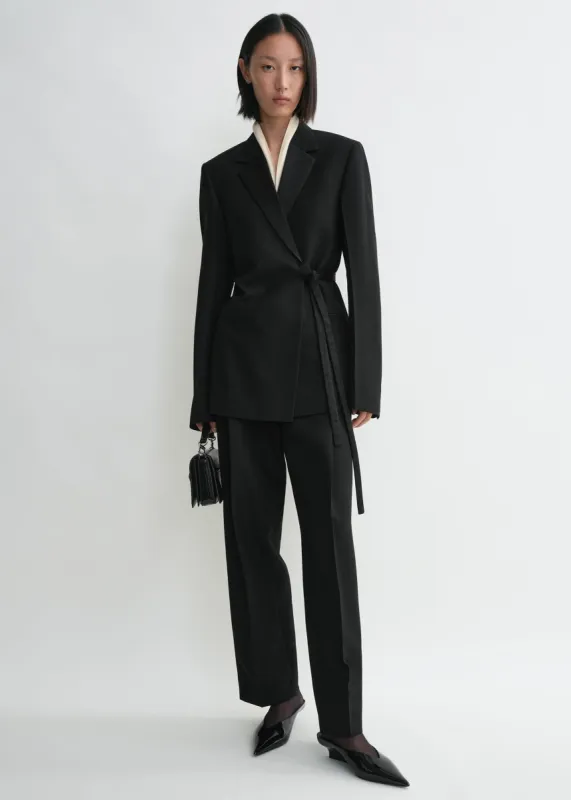 Slim viscose-blend blazer black | Parallel
