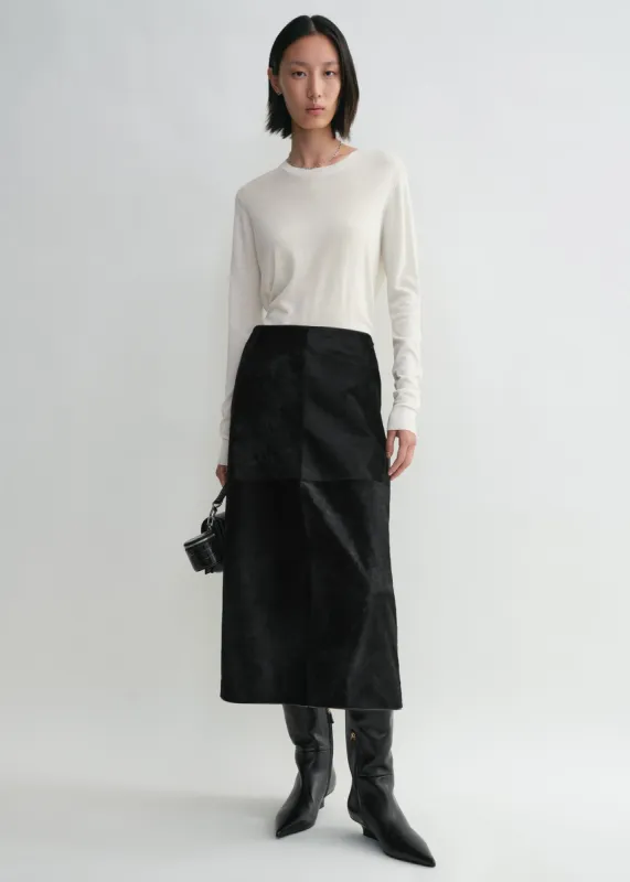 Pony hair skirt black sold by Toteme