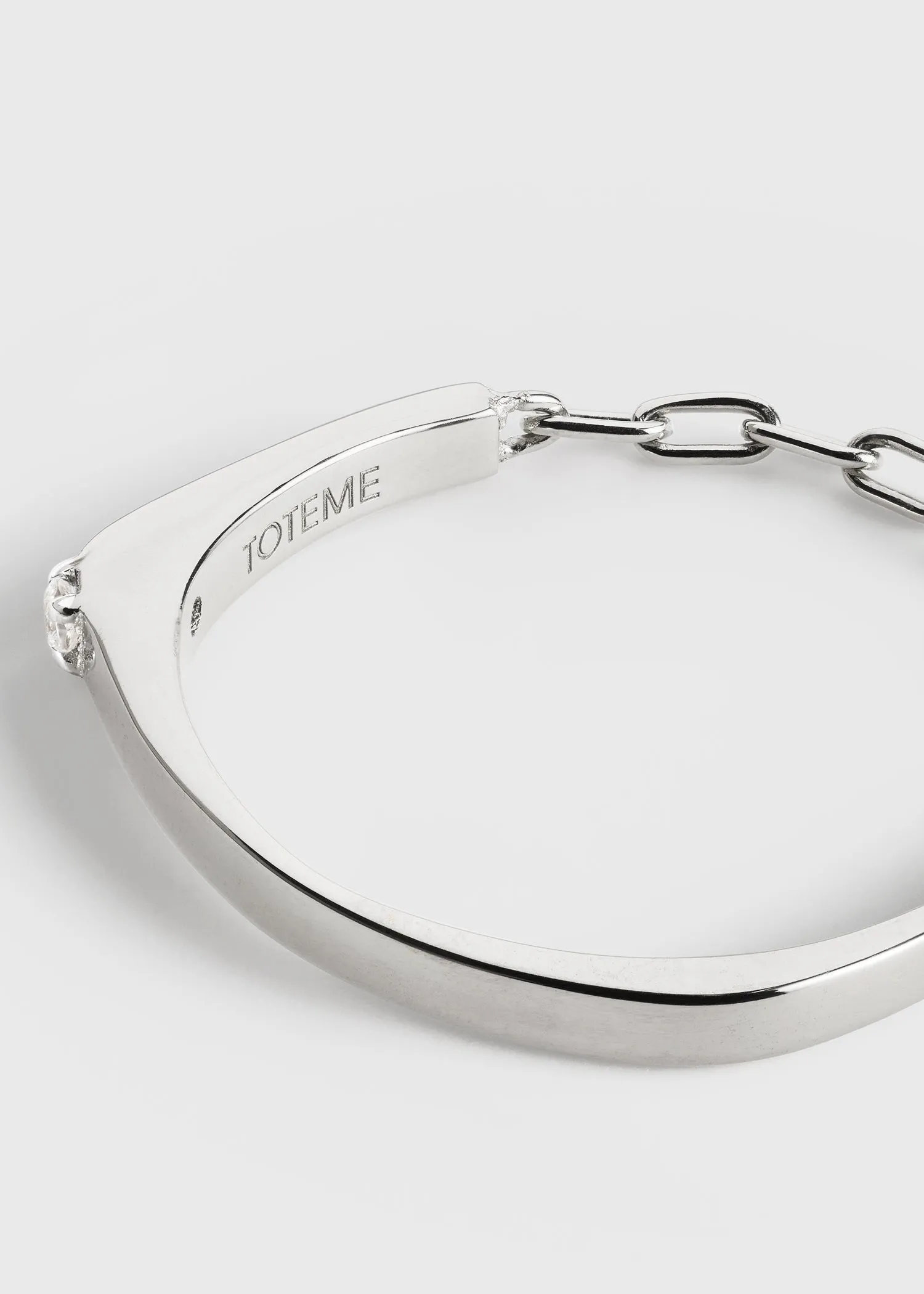 Diamond chain ring 18kt white gold sold by Toteme product image thumbnail 4