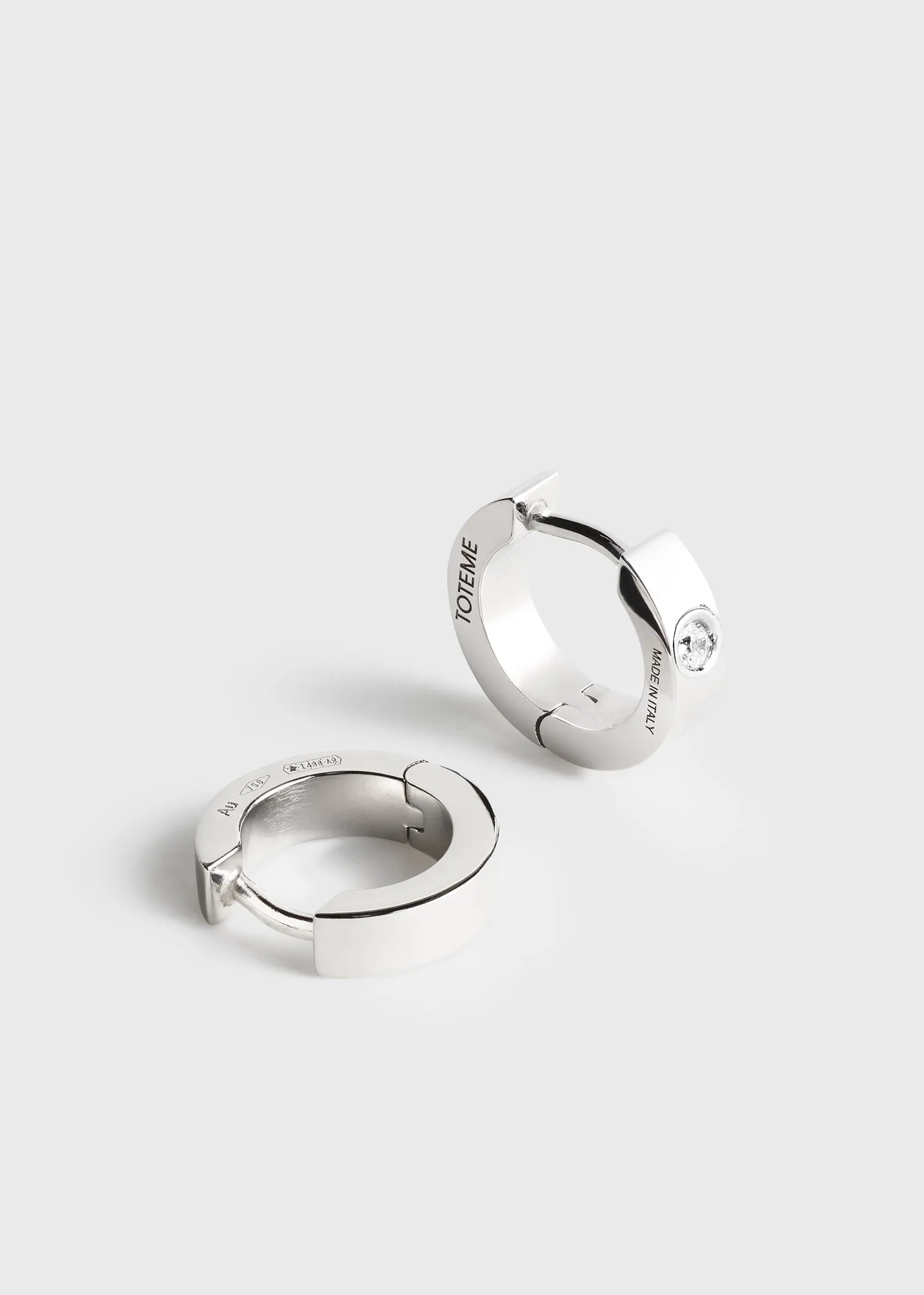 Bezel diamond hoops 18kt white gold sold by Toteme product image thumbnail 4