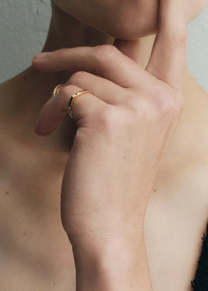 Diamond chain ring 18kt gold sold by Toteme product image thumbnail 3