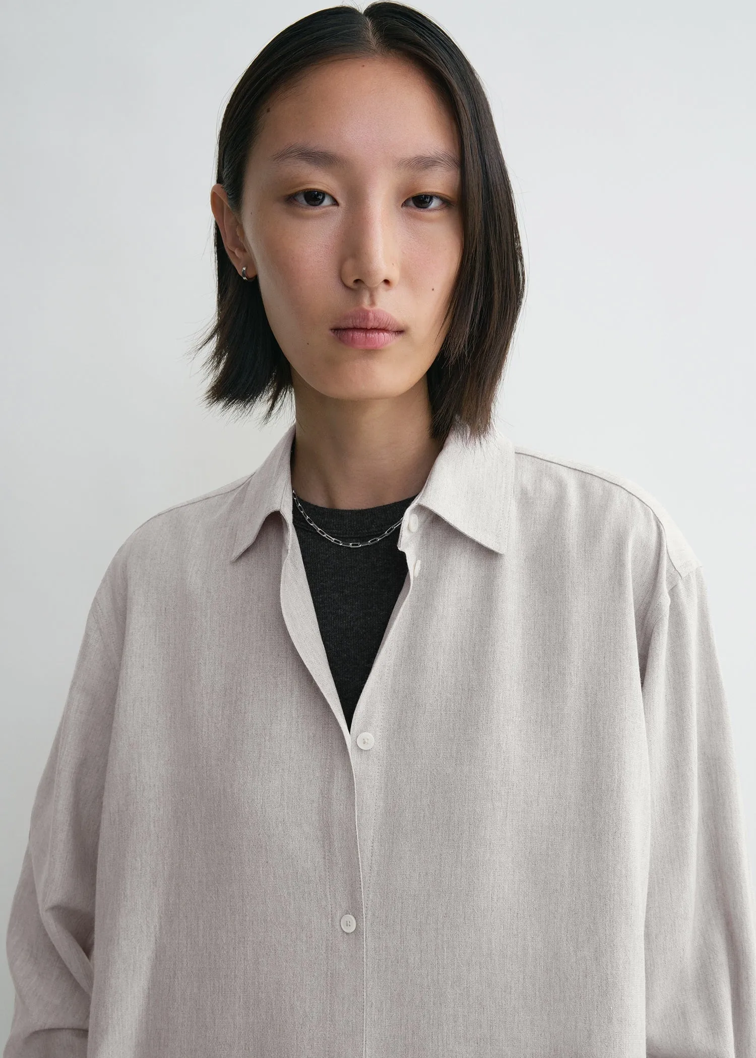 Fluid viscose-blend shirt pale grey mélange sold by Toteme product image thumbnail 5