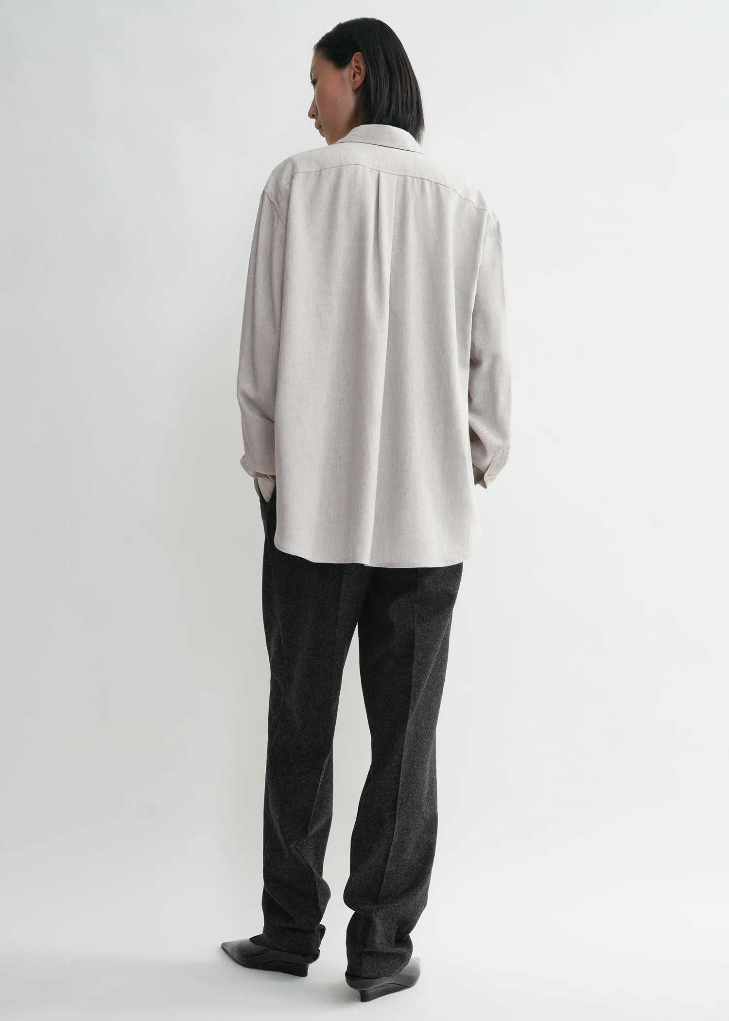Fluid viscose-blend shirt pale grey mélange sold by Toteme product image thumbnail 3