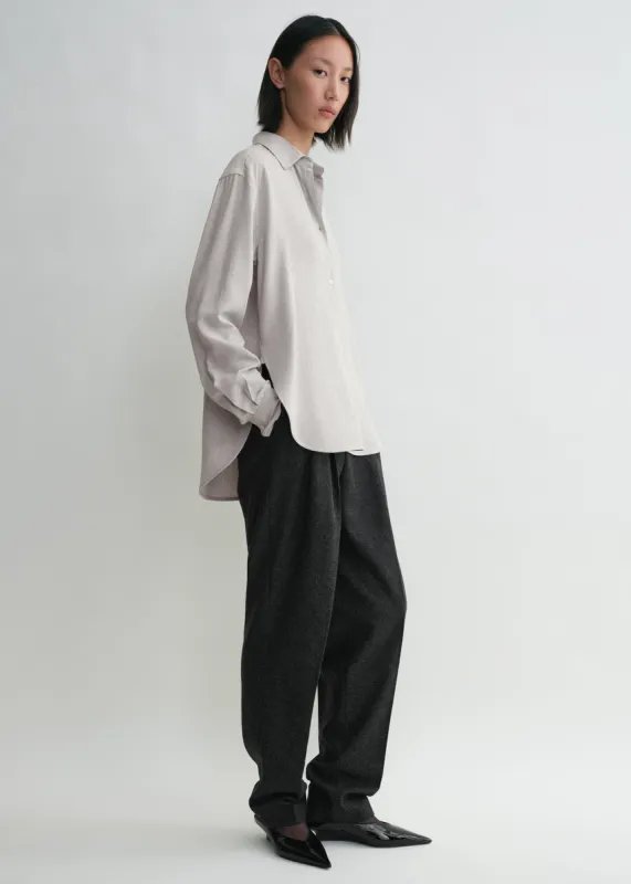 Fluid viscose-blend shirt pale grey mélange sold by Toteme