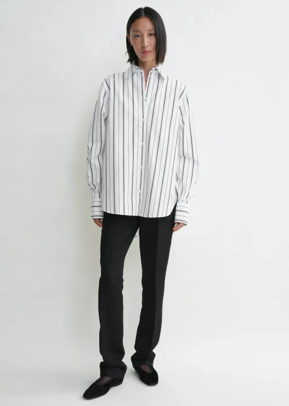 Kimono-sleeve striped shirt white/black sold by Toteme