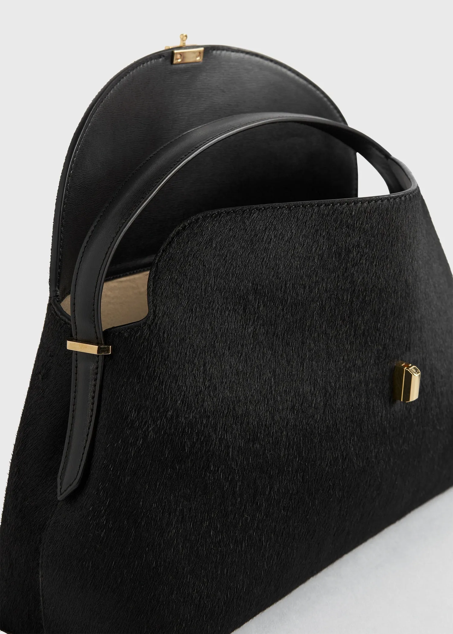 T-lock pony hair top handle black sold by Toteme product image thumbnail 5