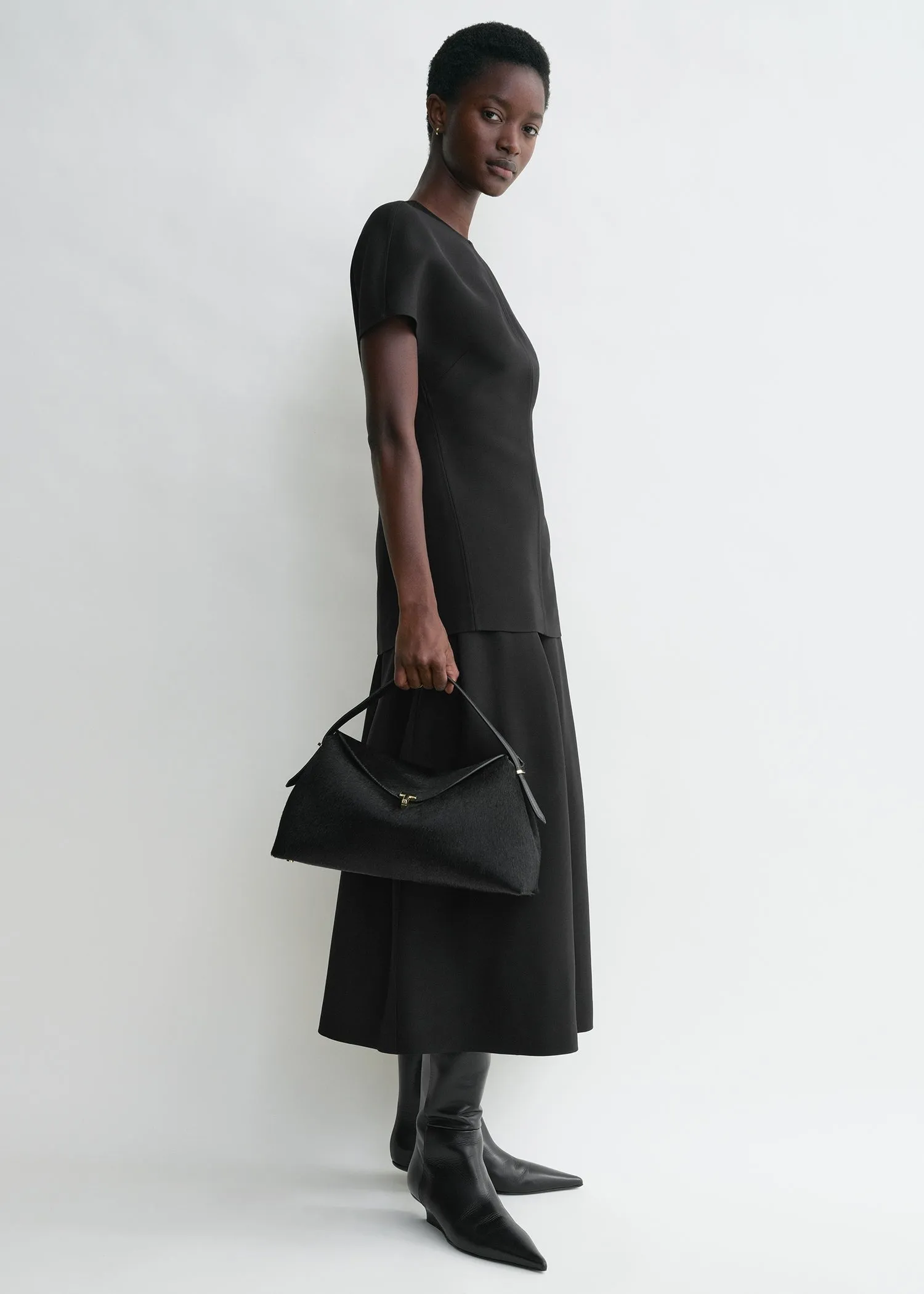 T-lock pony hair top handle black sold by Toteme product image thumbnail 2