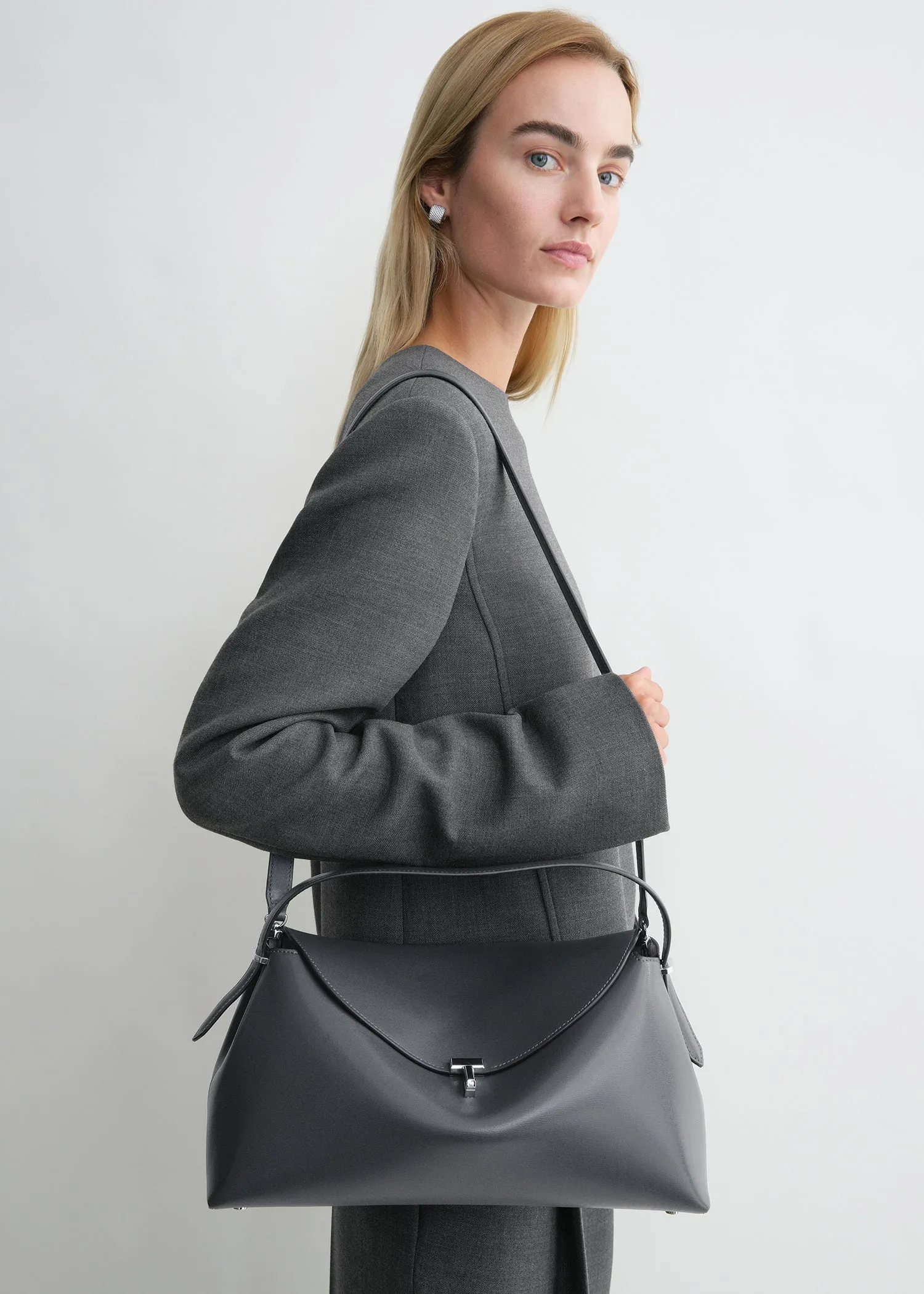 T-lock leather top handle shark sold by Toteme product image thumbnail 2