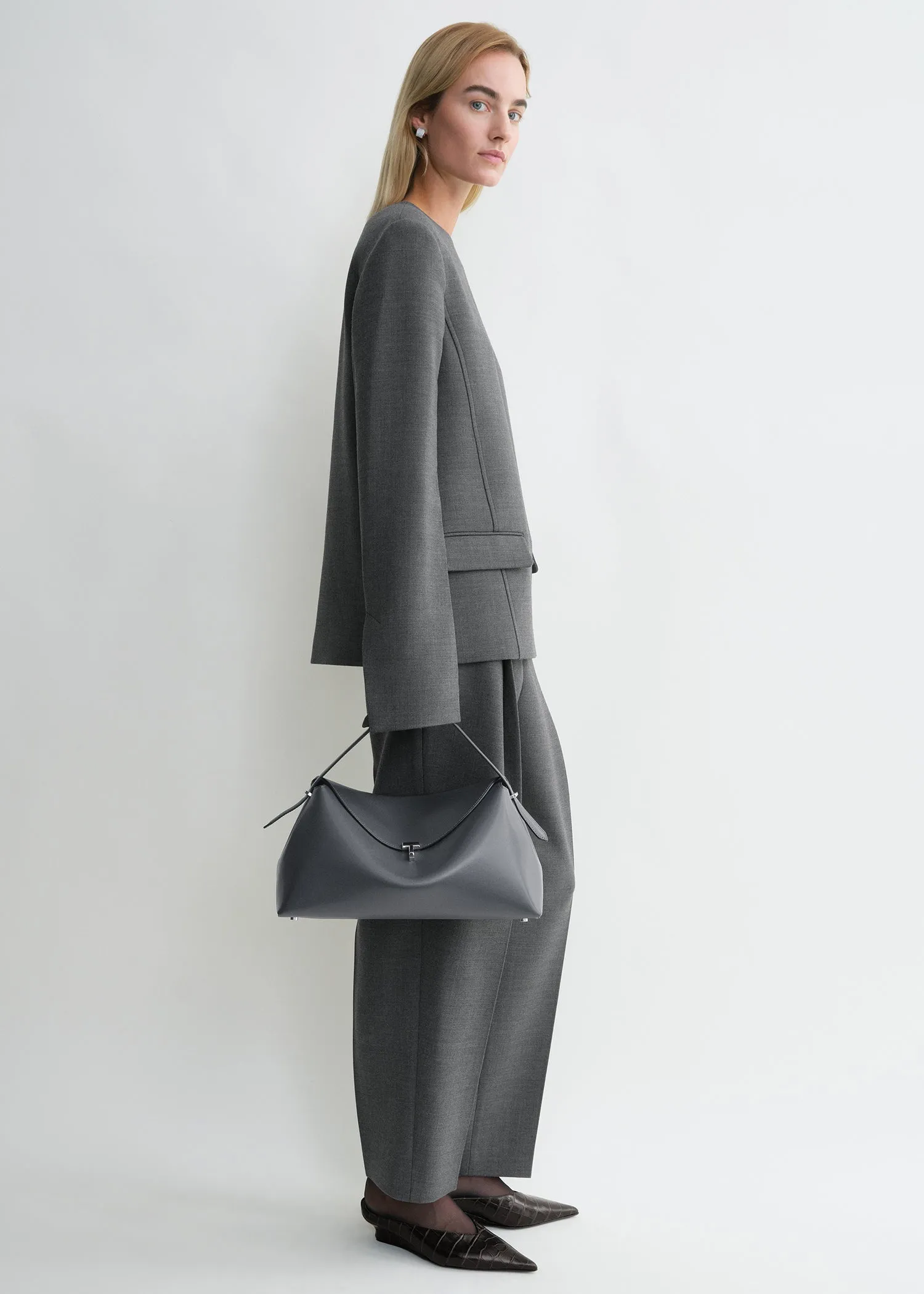 T-lock leather top handle shark sold by Toteme product image thumbnail 3