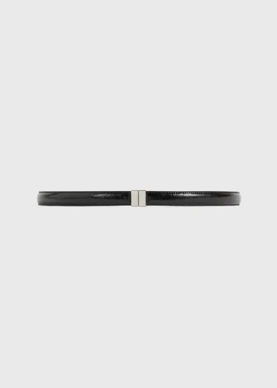 Slide clasp naplack-leather belt black made by Toteme