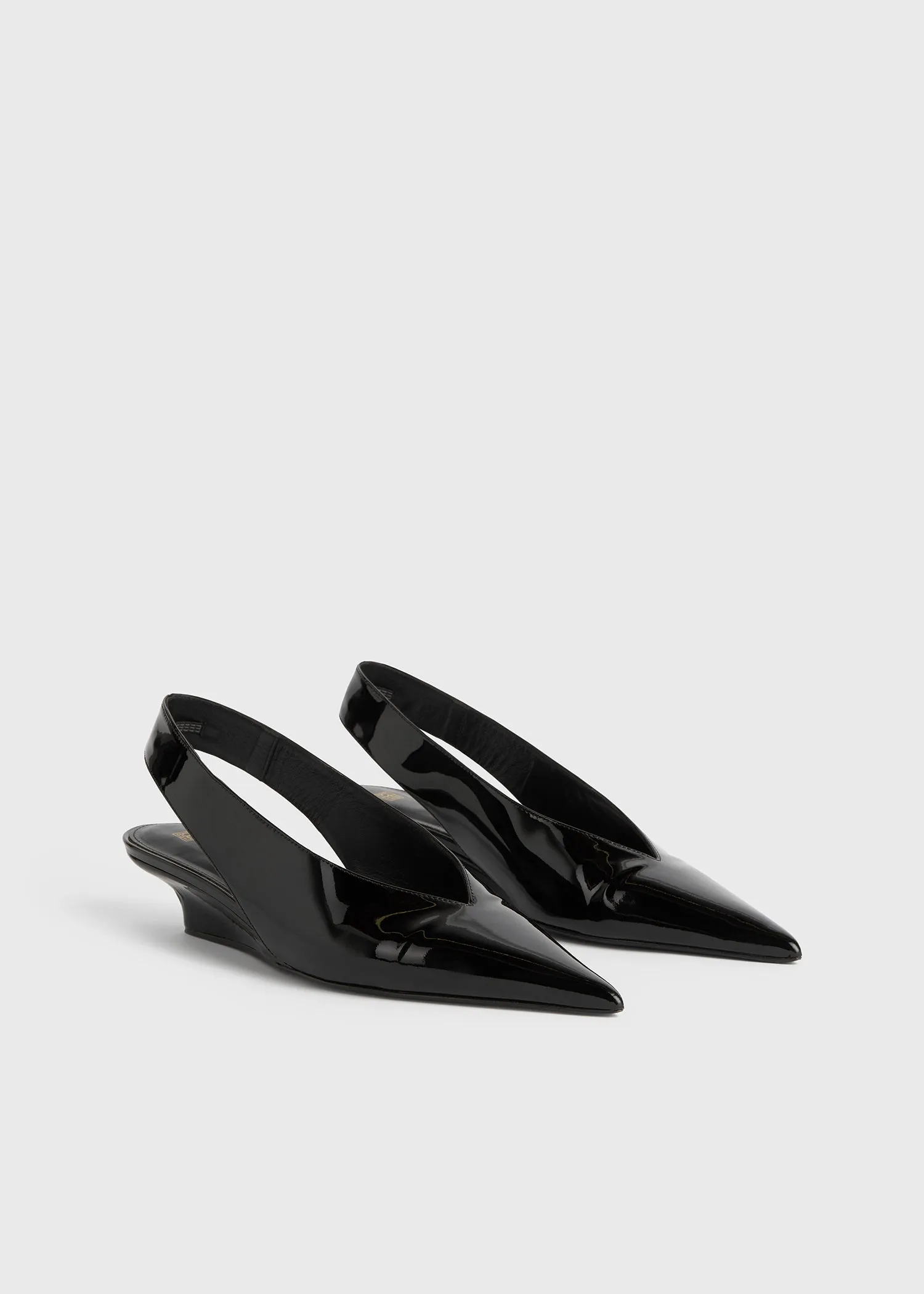 Wedge-heel patent slingbacks black sold by Toteme product image thumbnail 5