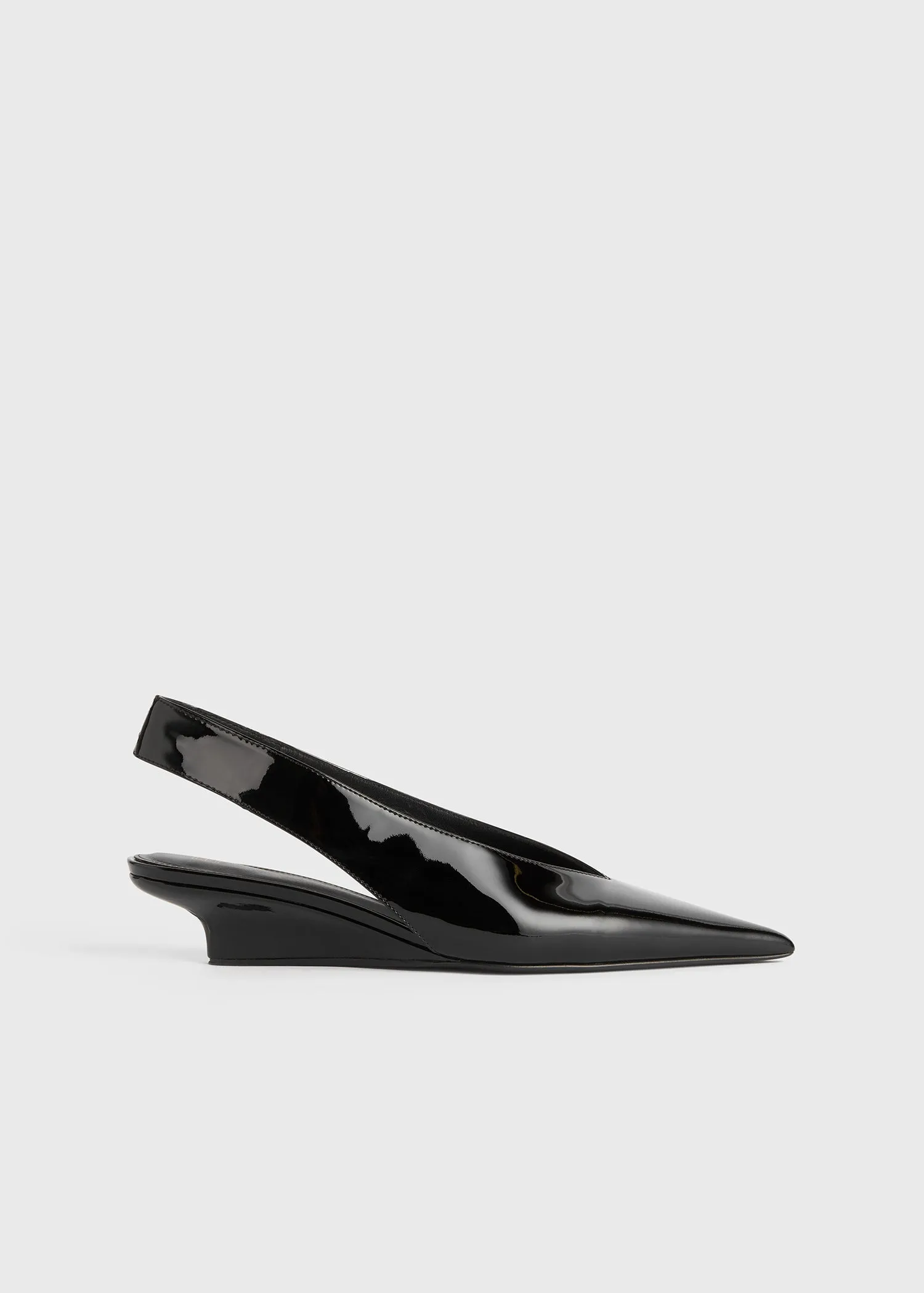 Wedge-heel patent slingbacks black sold by Toteme