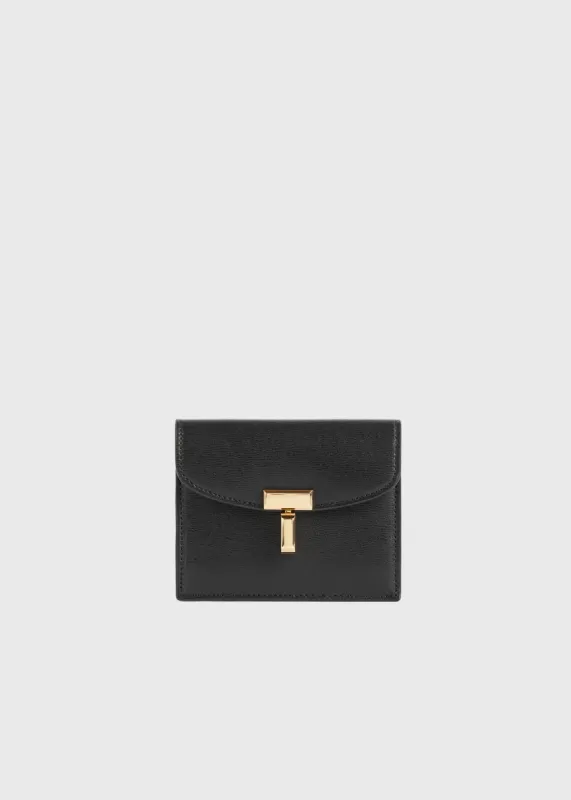 T-lock leather cardholder black sold by Toteme