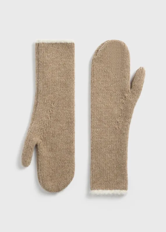 Contrast-edge mittens soft camel made by Toteme