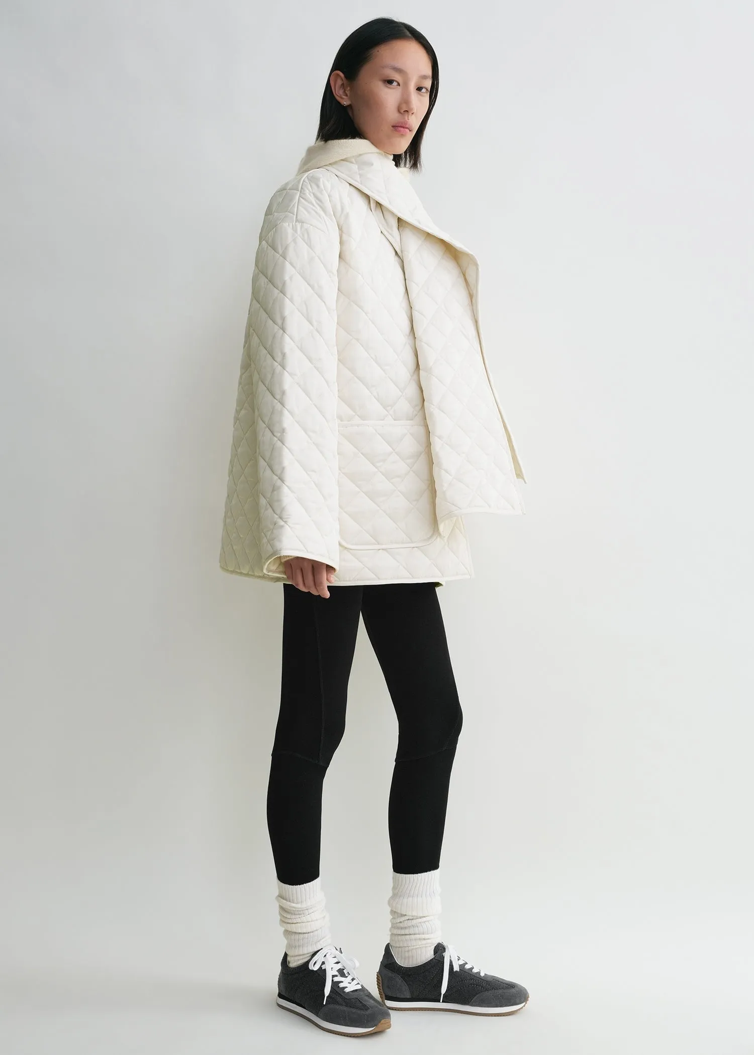 Quilted scarf jacket winter white sold by Toteme