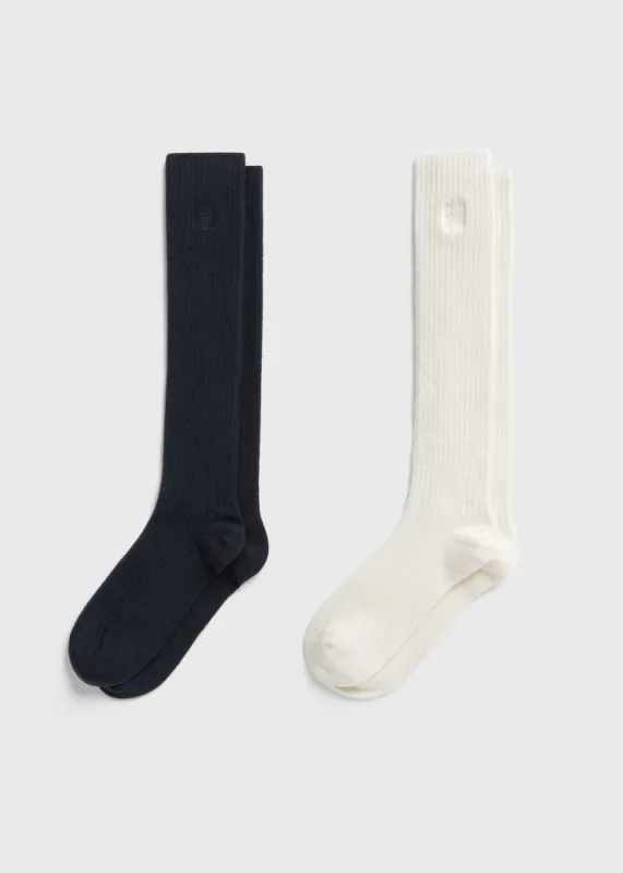 High winter socks navy/winter white sold by Toteme