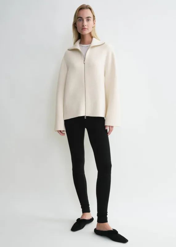 Double-knit zip sweater off-white sold by Toteme
