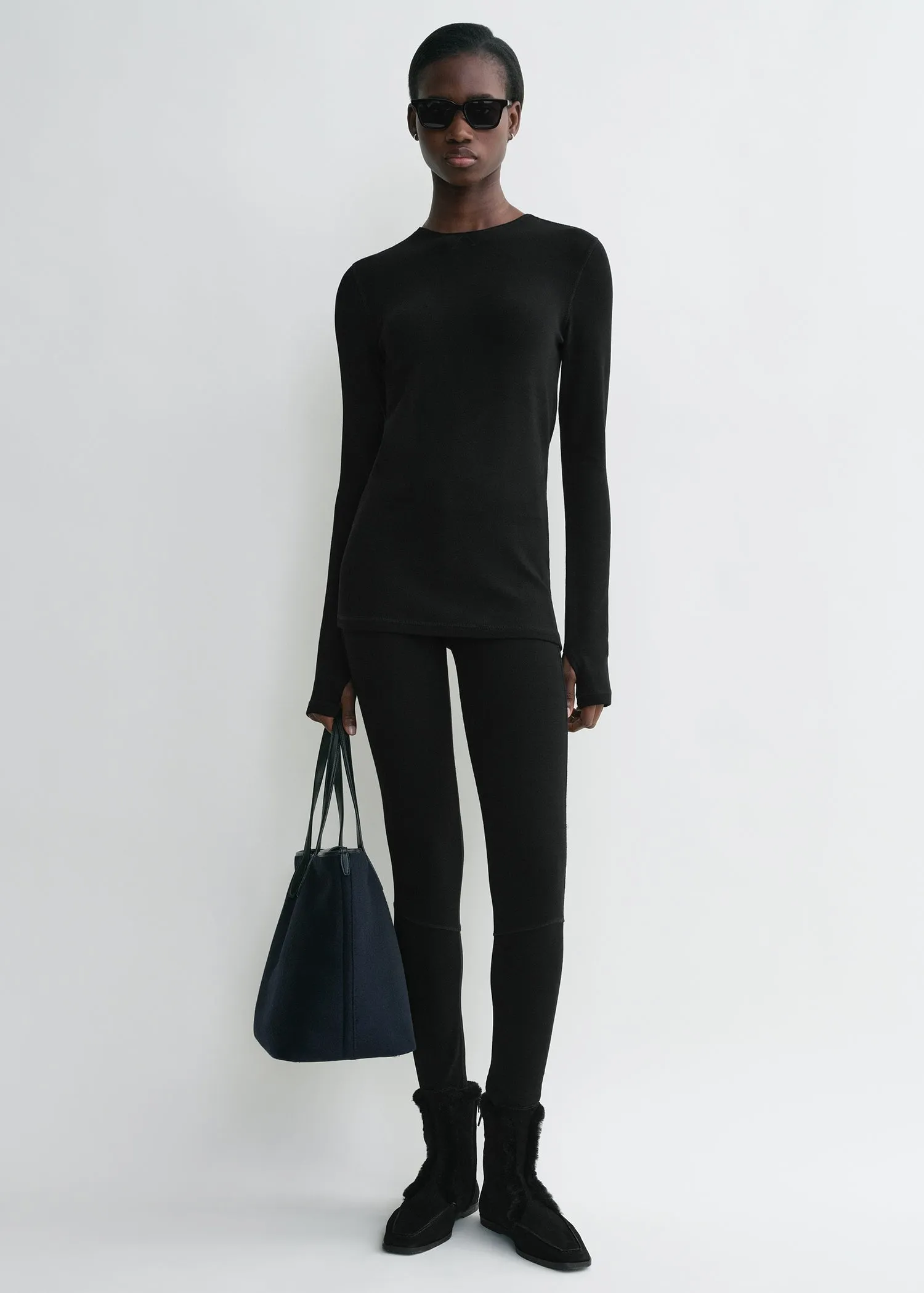 Monogram knit top black sold by Toteme