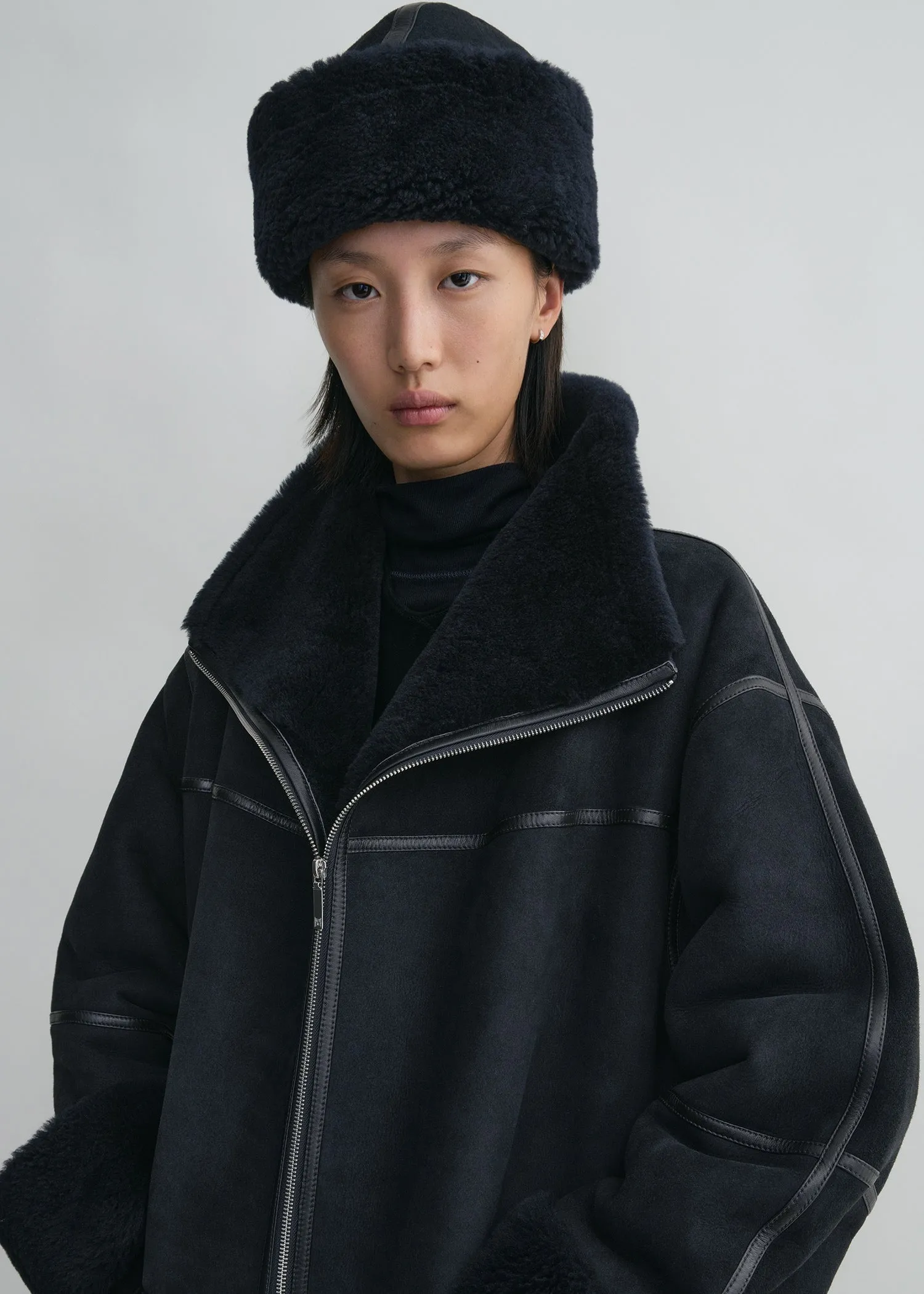 Signature shearling jacket navy sold by Toteme product image thumbnail 4