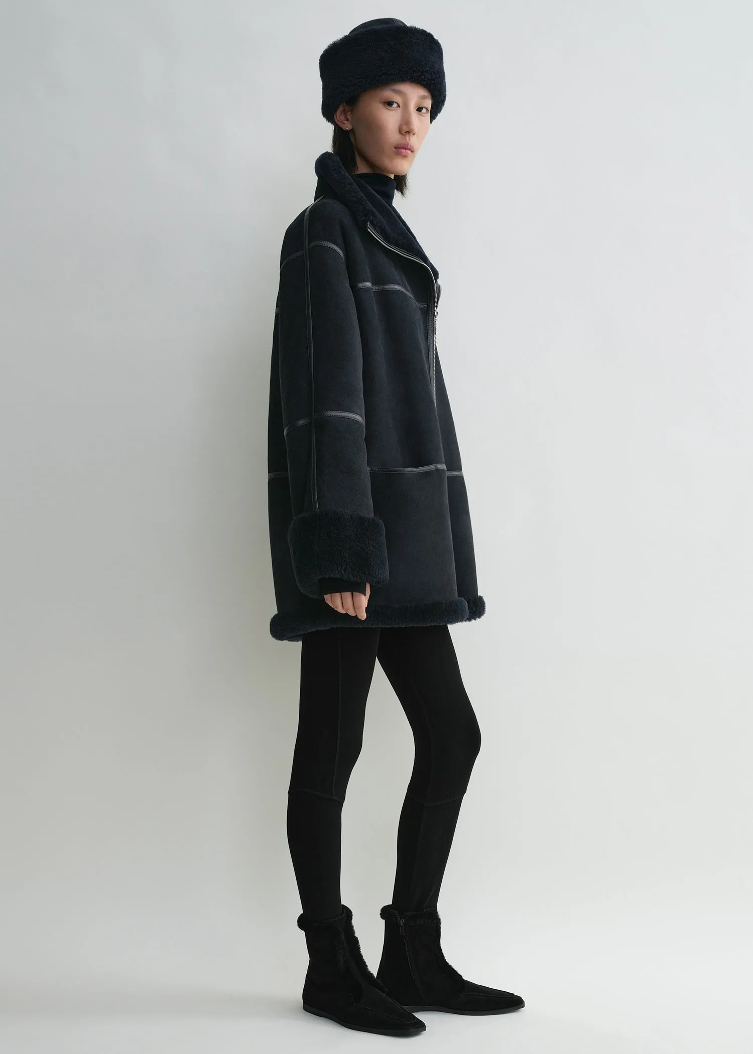 Signature shearling jacket navy sold by Toteme product image thumbnail 2