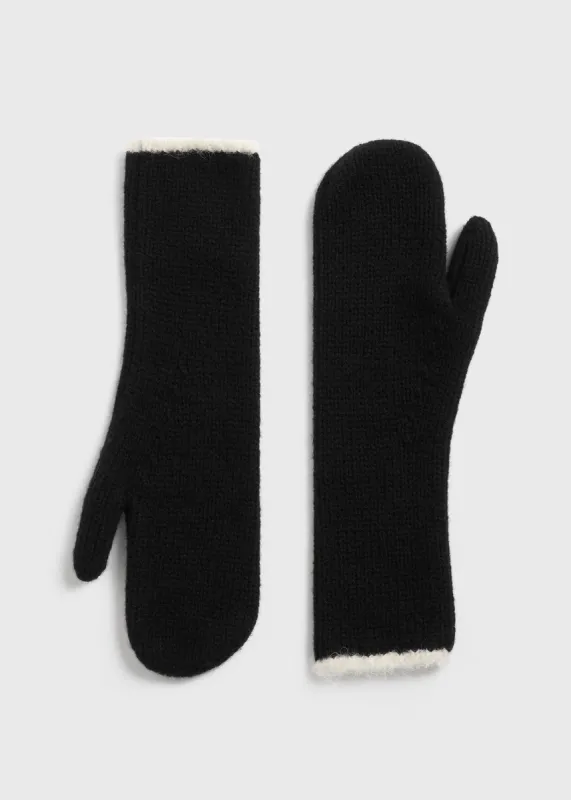 Contrast-edge mittens black sold by Toteme