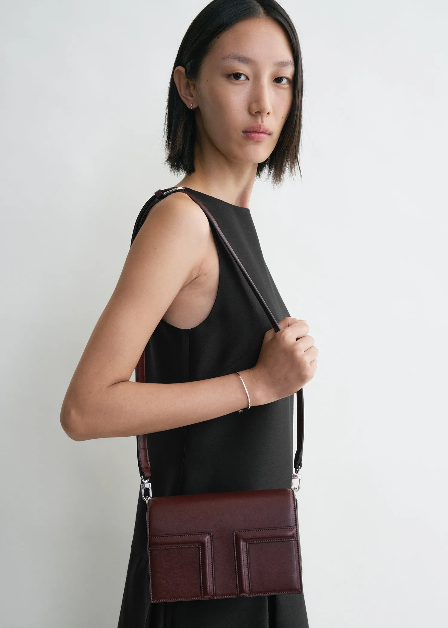 Mini T-flap leather bag bordeaux sold by Toteme product image thumbnail 4
