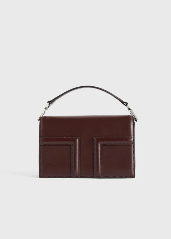Mini T-flap leather bag bordeaux sold by Toteme