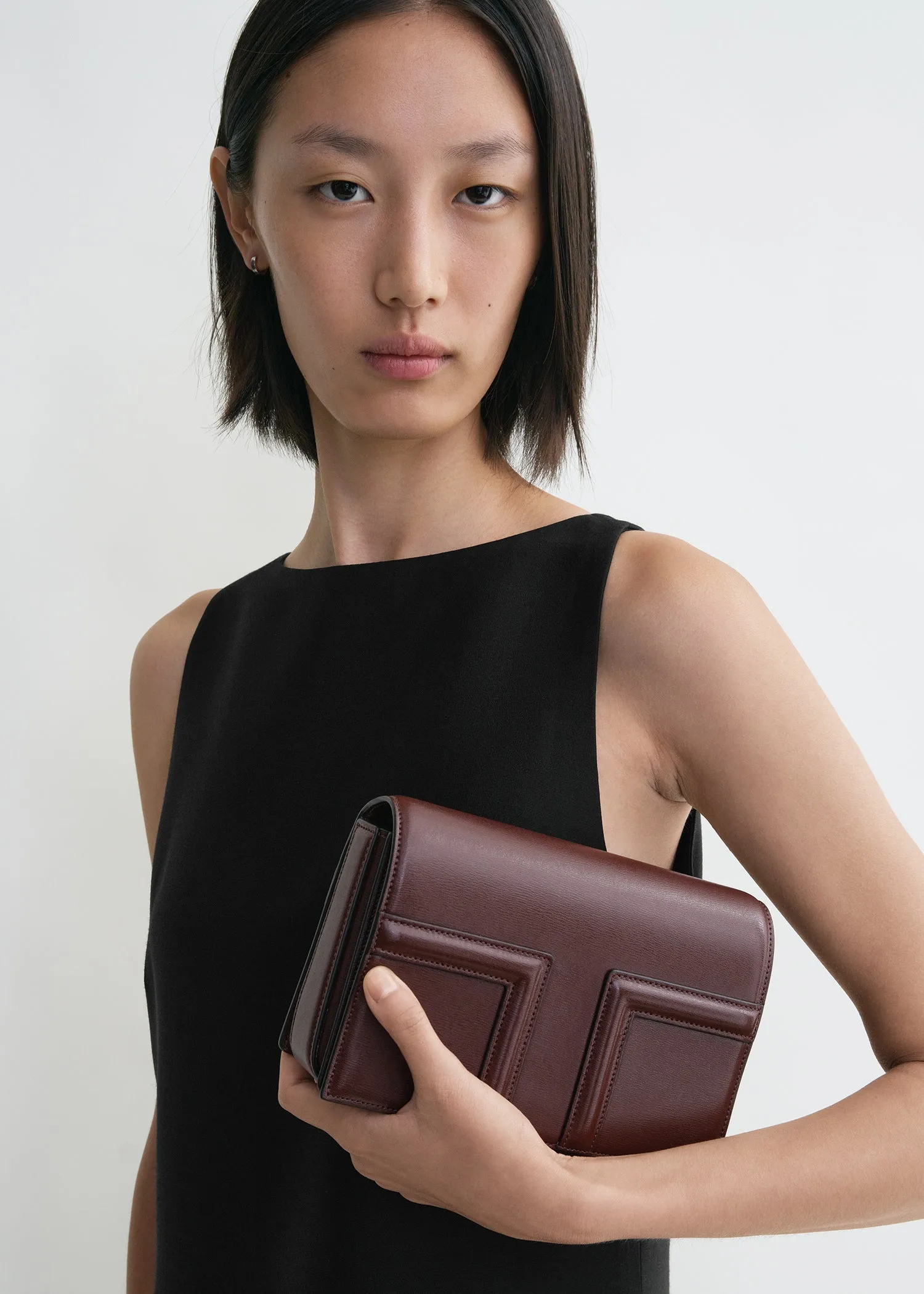 Mini T-flap leather bag bordeaux sold by Toteme product image thumbnail 2