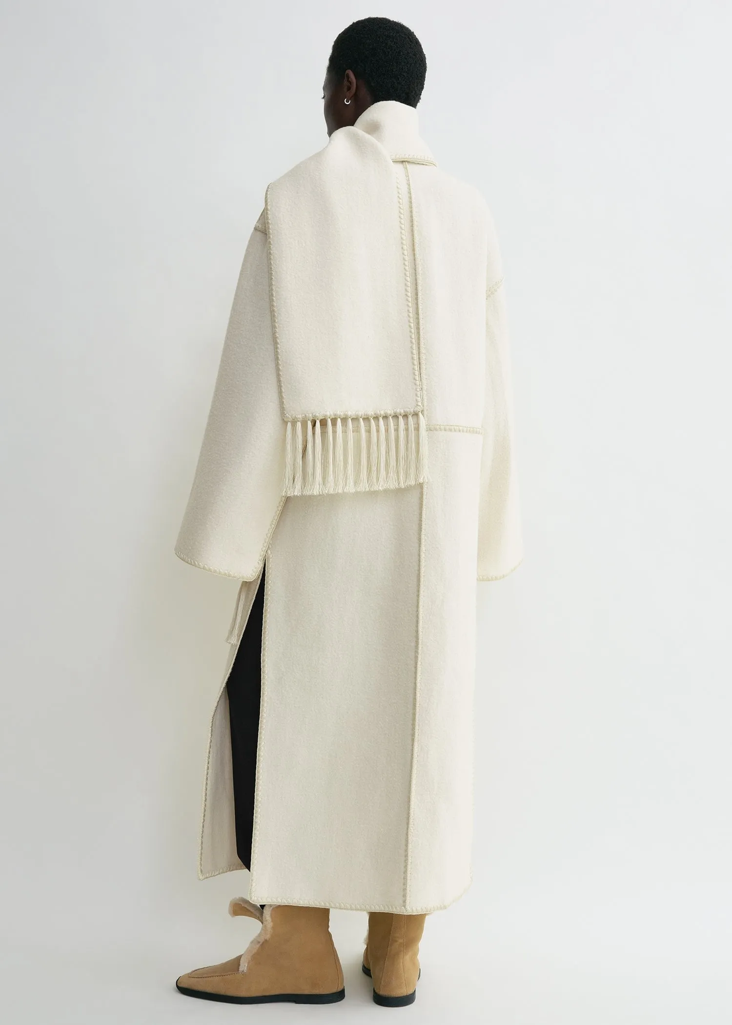 Embroidered scarf coat off white sold by Toteme product image thumbnail 4