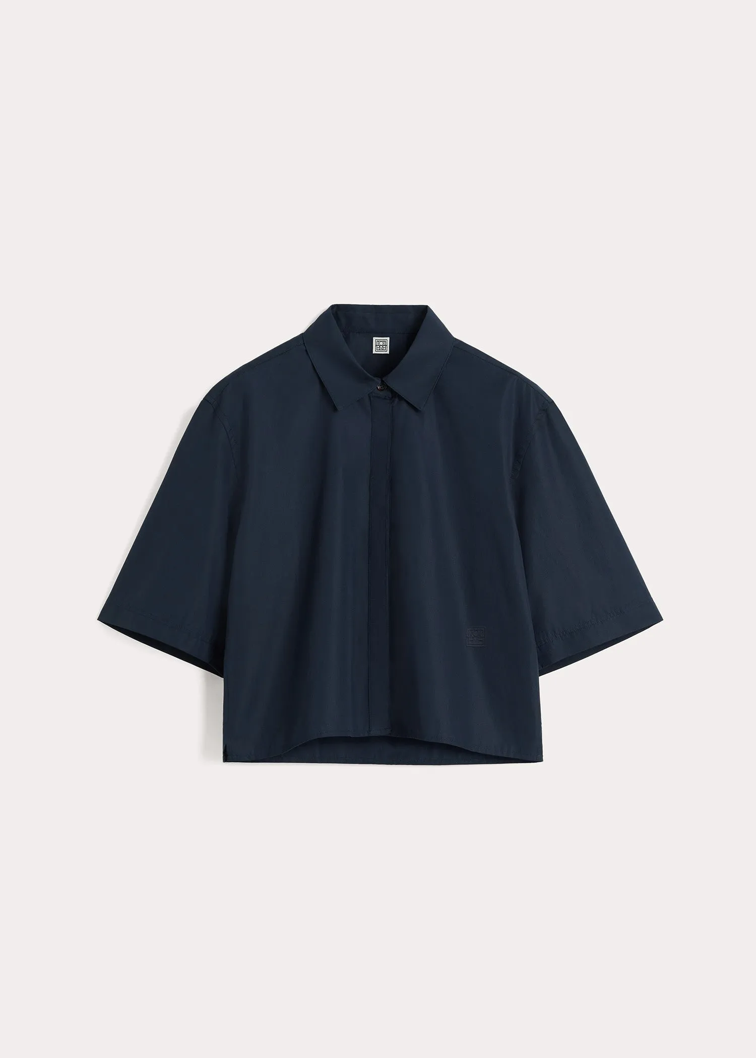 Cropped cotton-poplin shirt dark navy sold by Toteme product image thumbnail 5