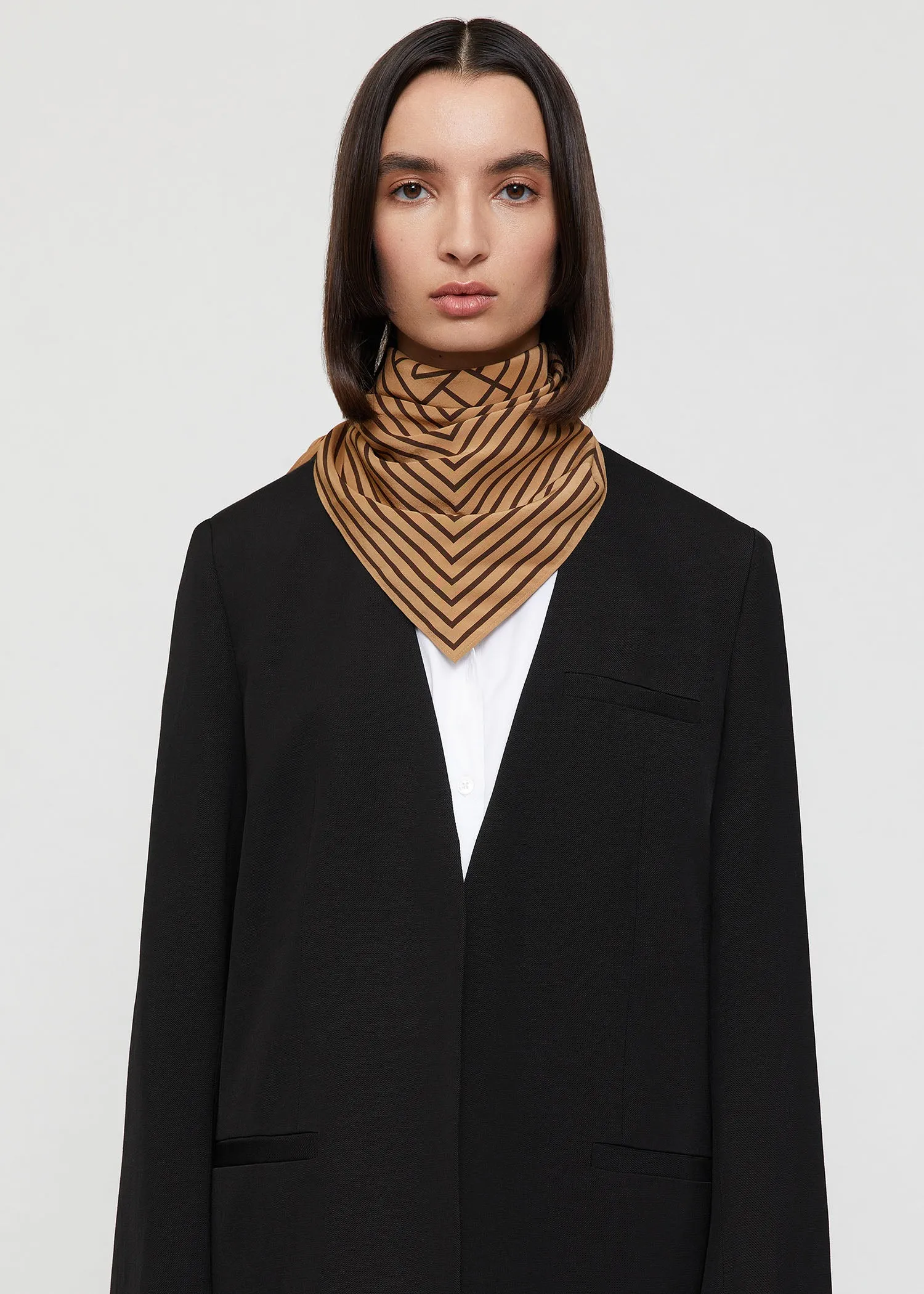 Signature monogram silk scarf dark brown sold by Toteme product image thumbnail 5