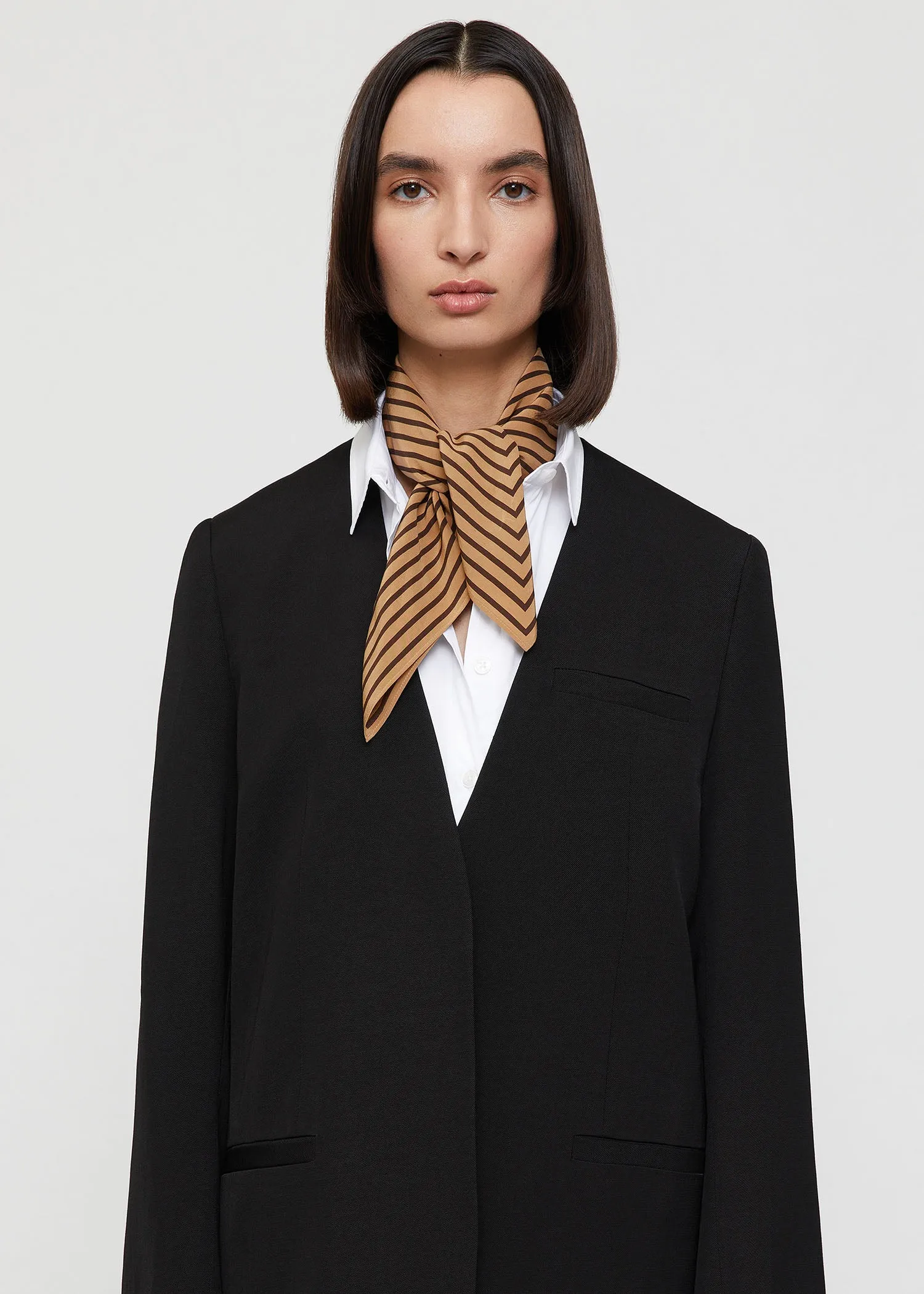 Signature monogram silk scarf dark brown sold by Toteme product image thumbnail 4