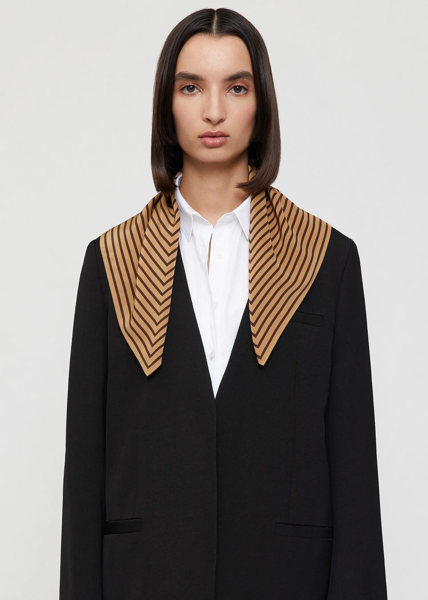 Signature monogram silk scarf dark brown sold by Toteme