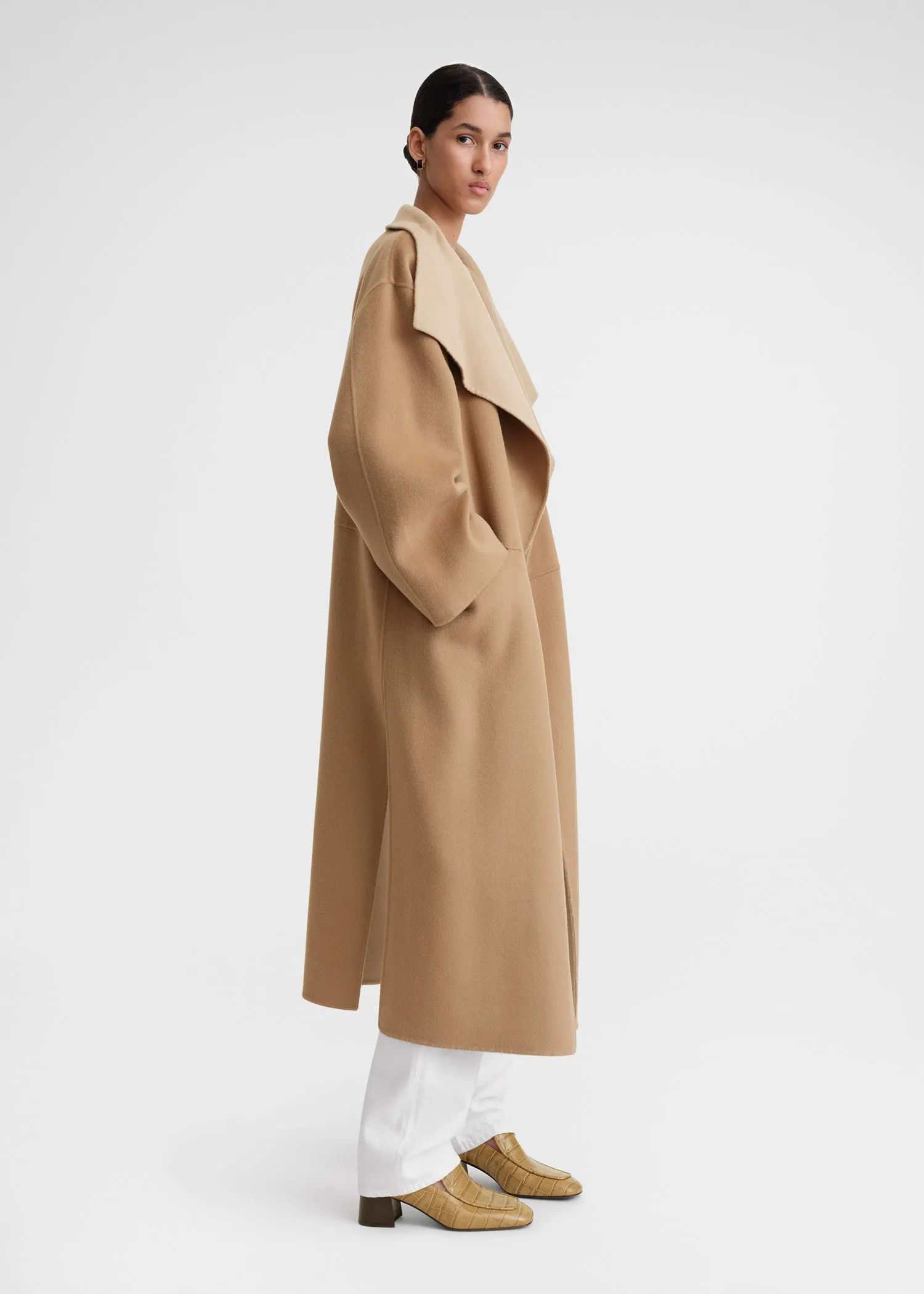 Two-tone signature wool cashmere coat dark biscuit sold by Toteme product image thumbnail 2