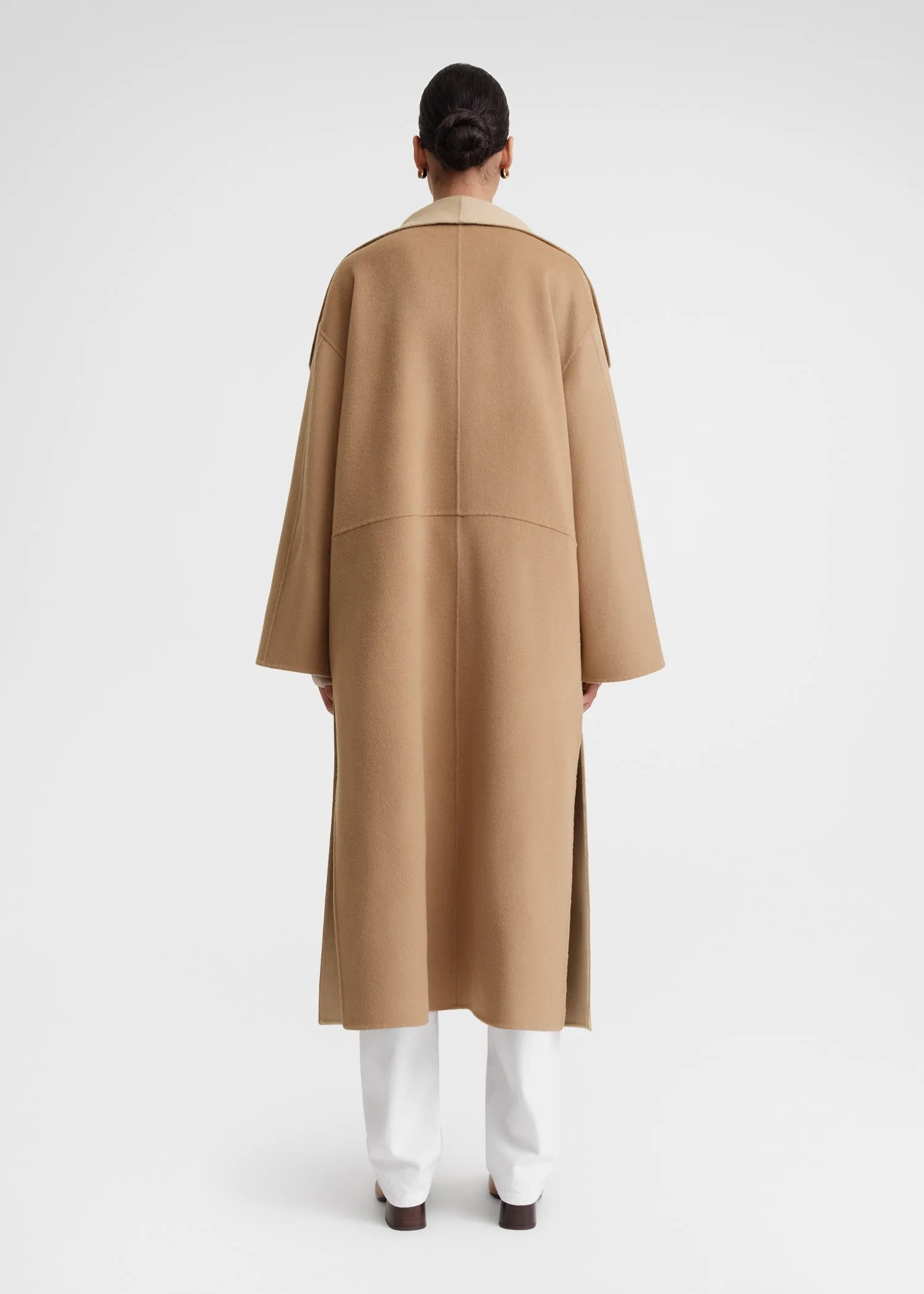 Two-tone signature wool cashmere coat dark biscuit sold by Toteme product image thumbnail 3