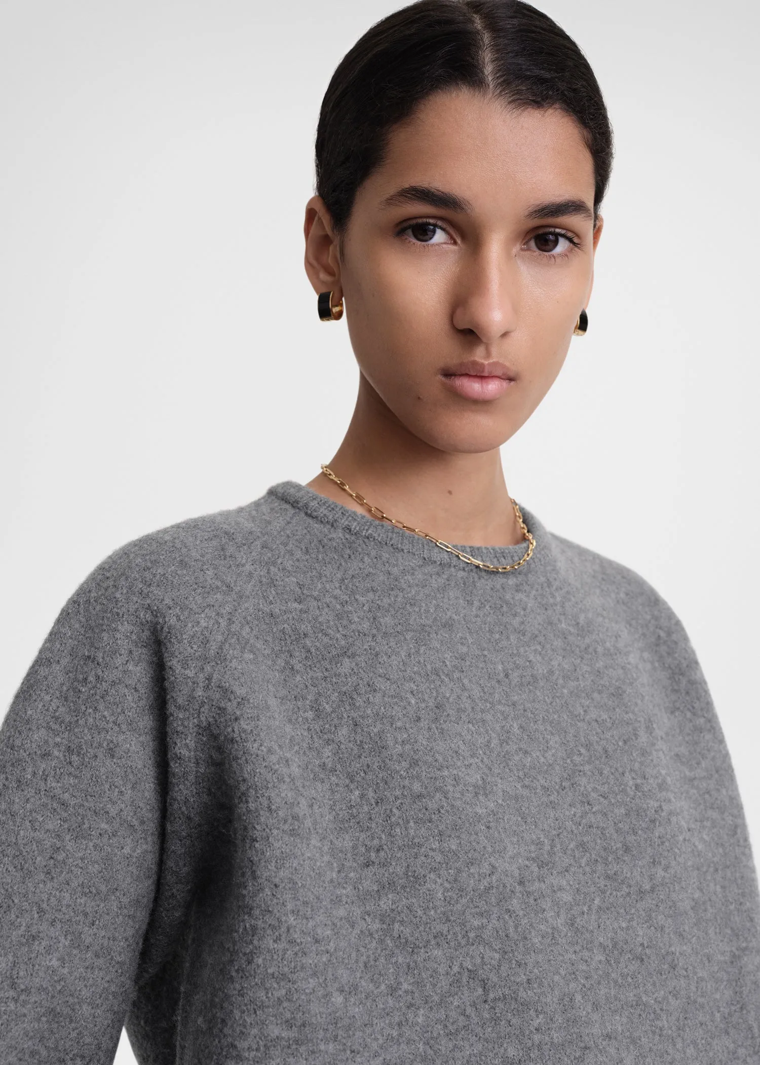 Crew-neck wool knit grey mélange sold by Toteme product image thumbnail 4