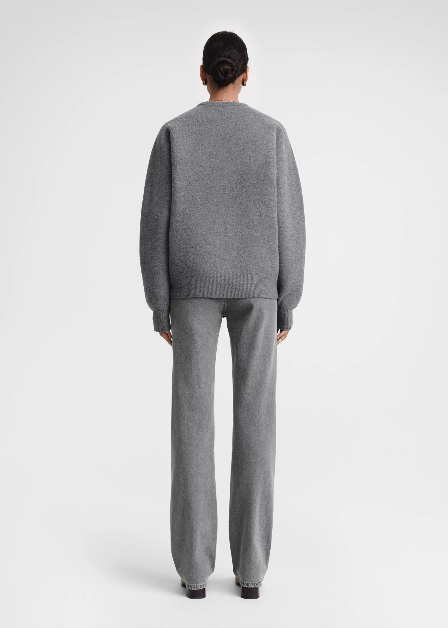 Crew-neck wool knit grey mélange sold by Toteme product image thumbnail 3